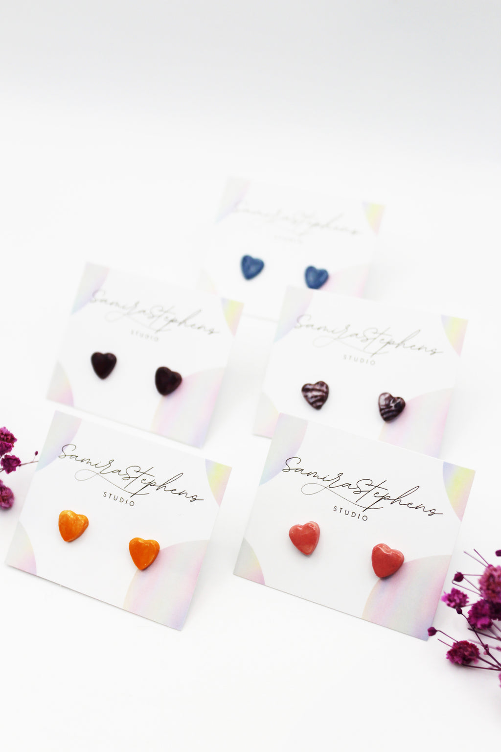 Amelia Tiny Ceramic Heart Studs
