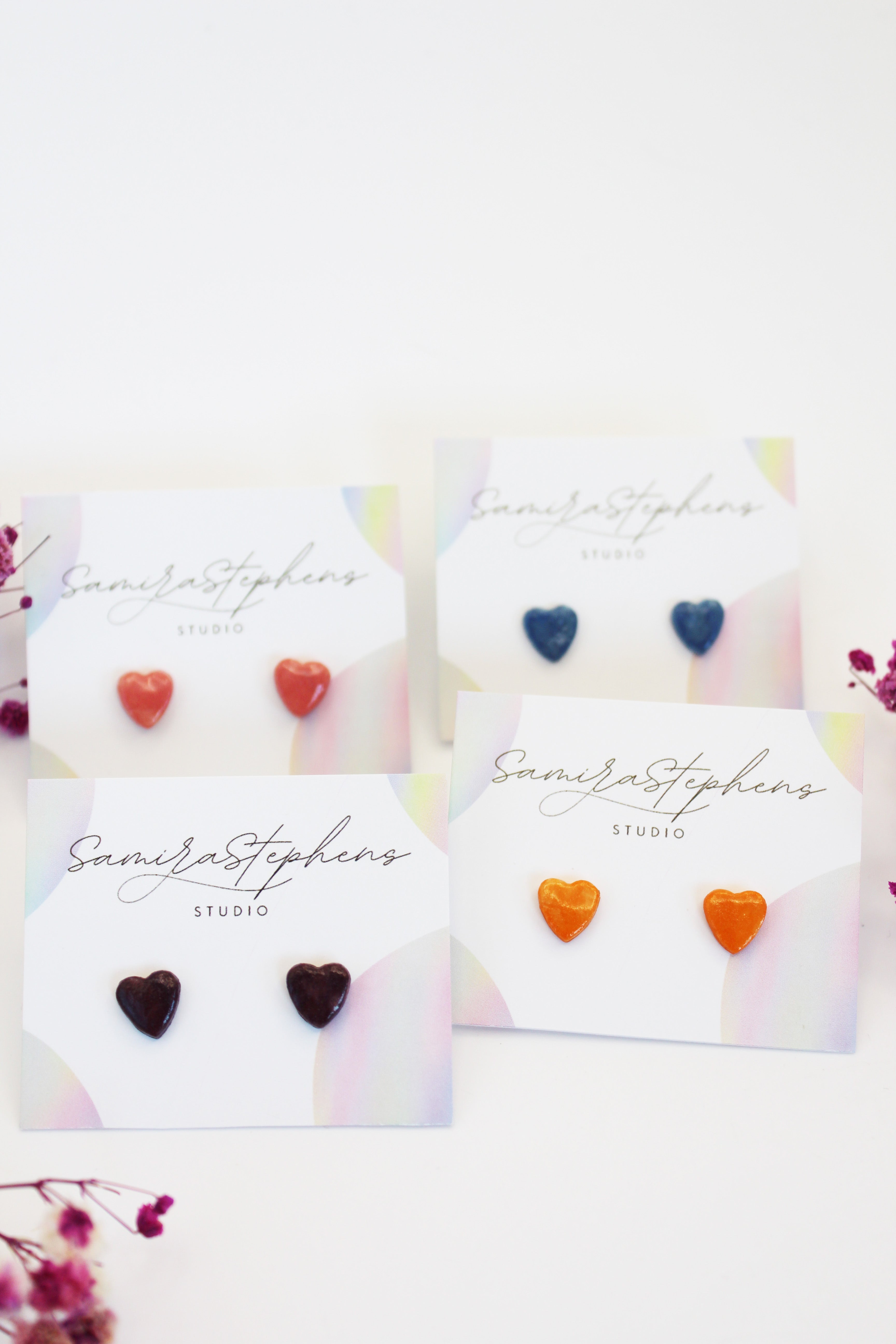 Amelia Tiny Ceramic Heart Studs