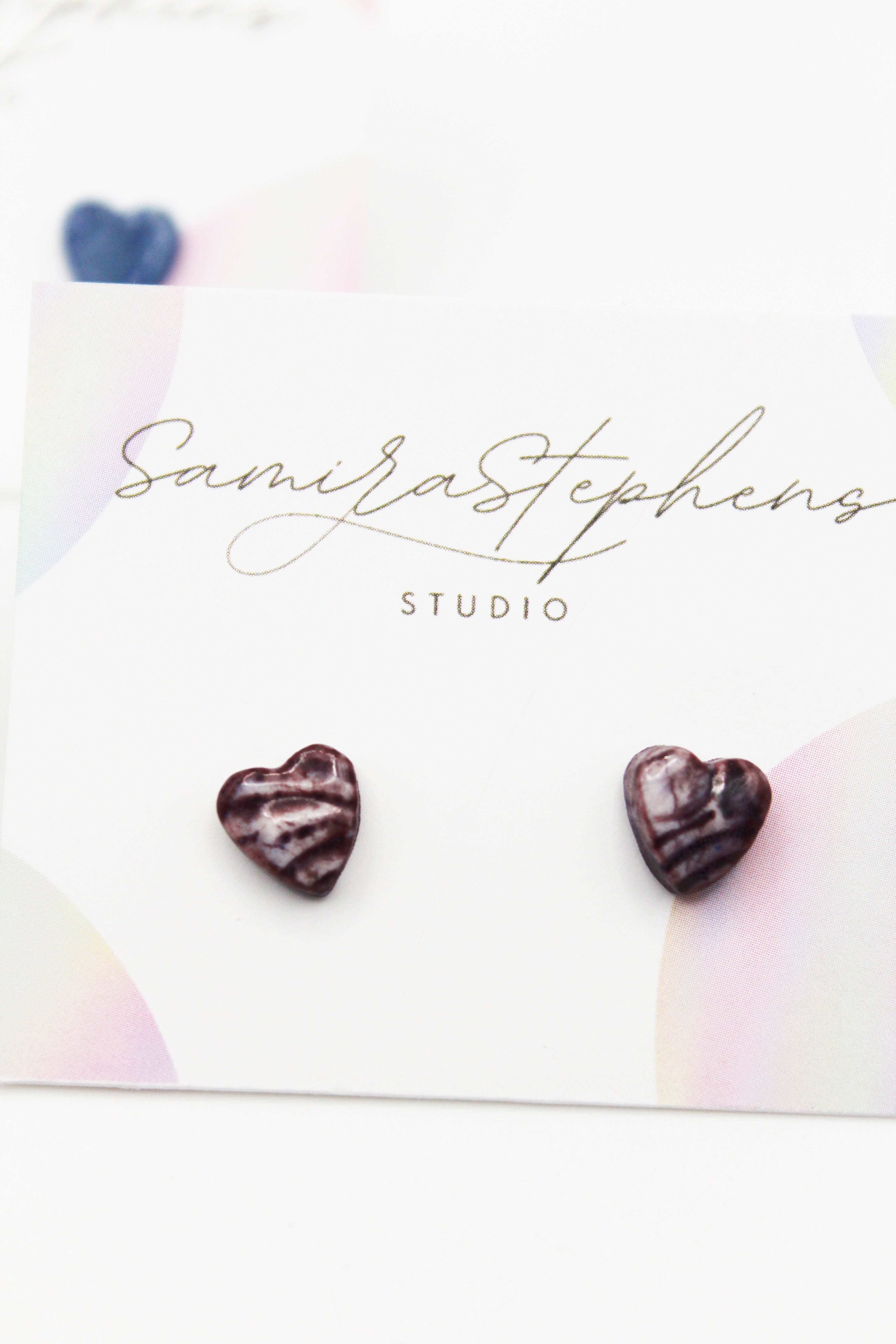 Amelia Tiny Ceramic Heart Studs