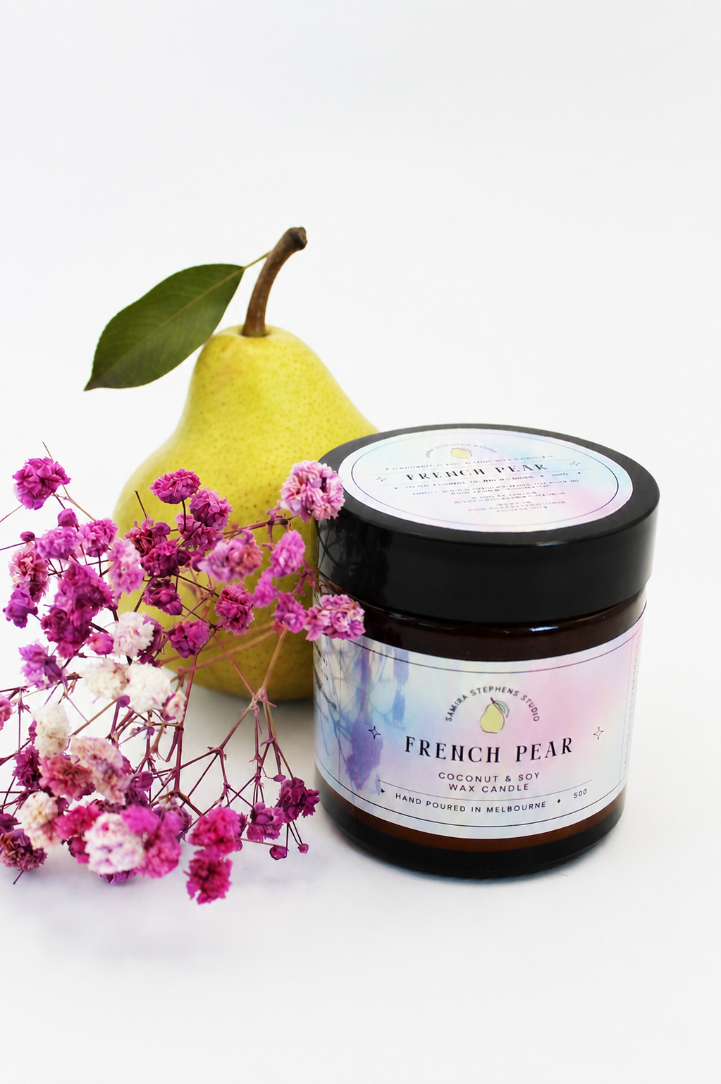 Amber Coconut Soy Candle in French Pear
