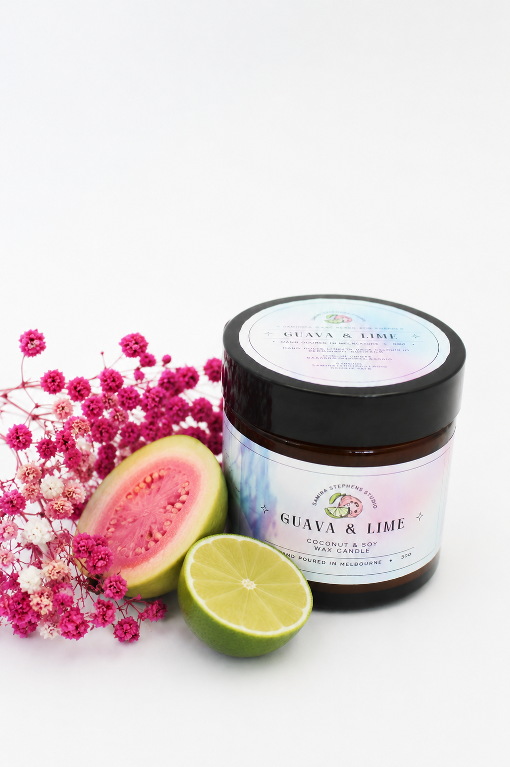 Amber Coconut Soy Candle in Guava & Lime