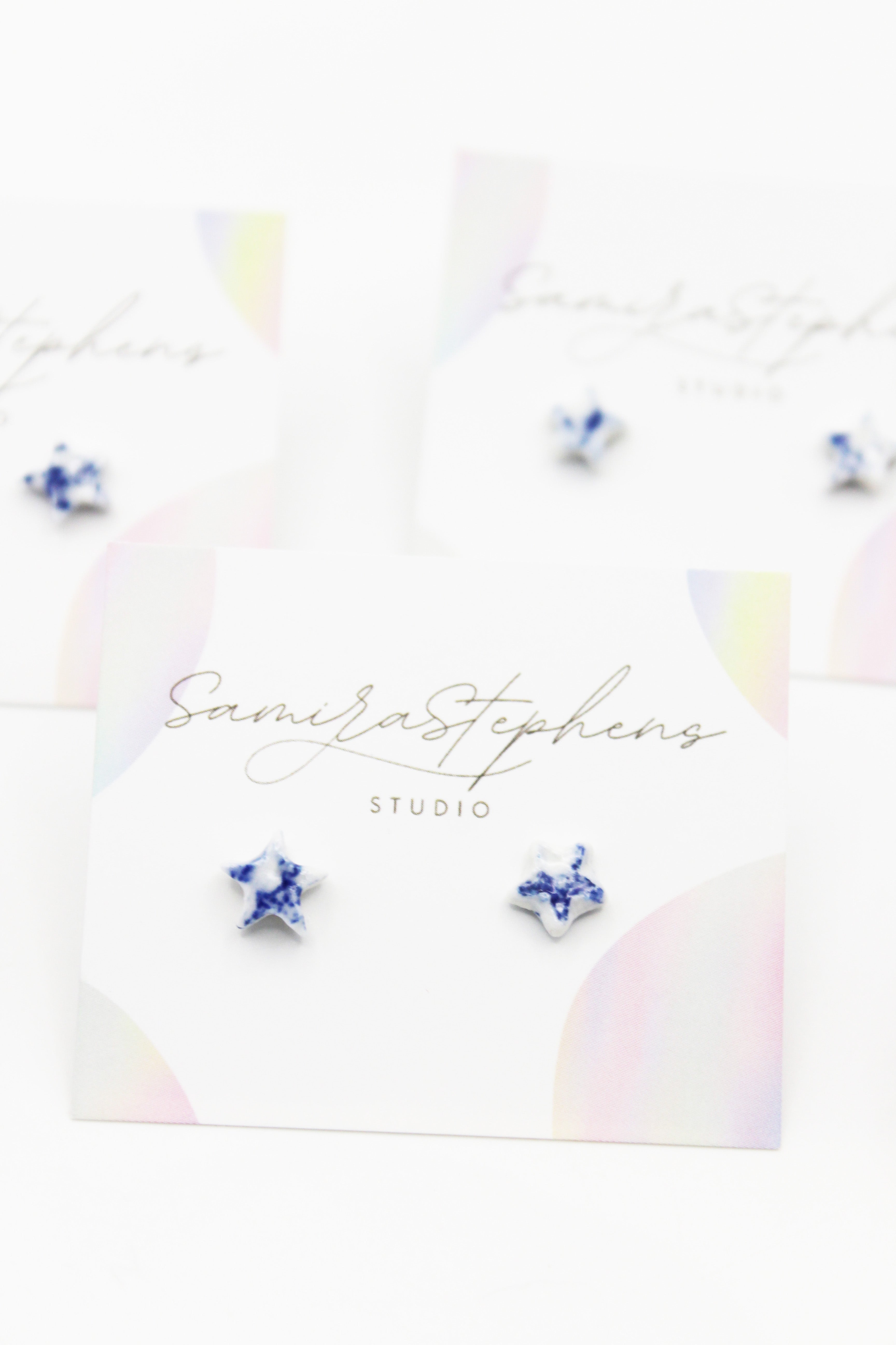 Ella Porcelain Tiny Star Stud Earrings