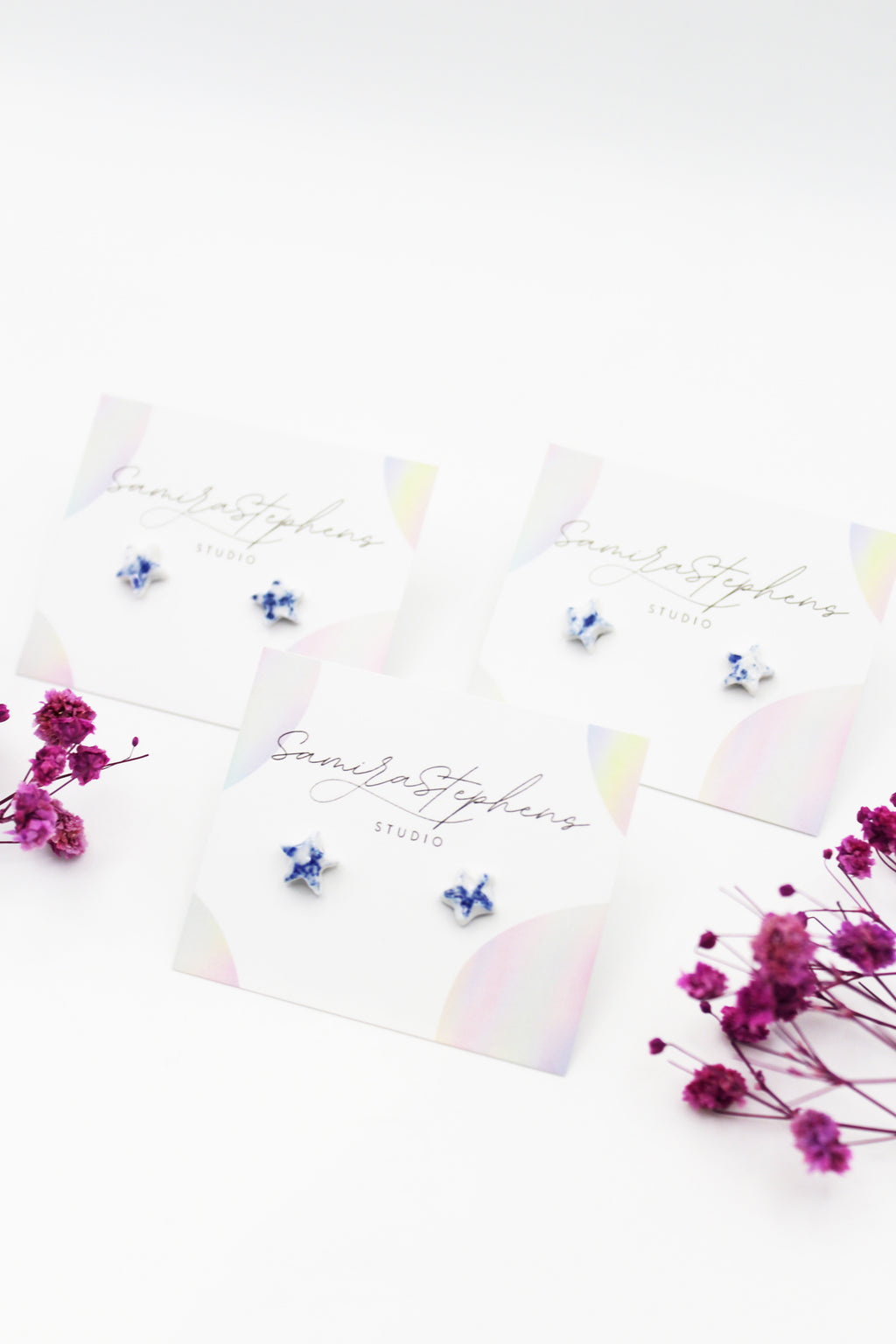 Ella Porcelain Tiny Star Stud Earrings