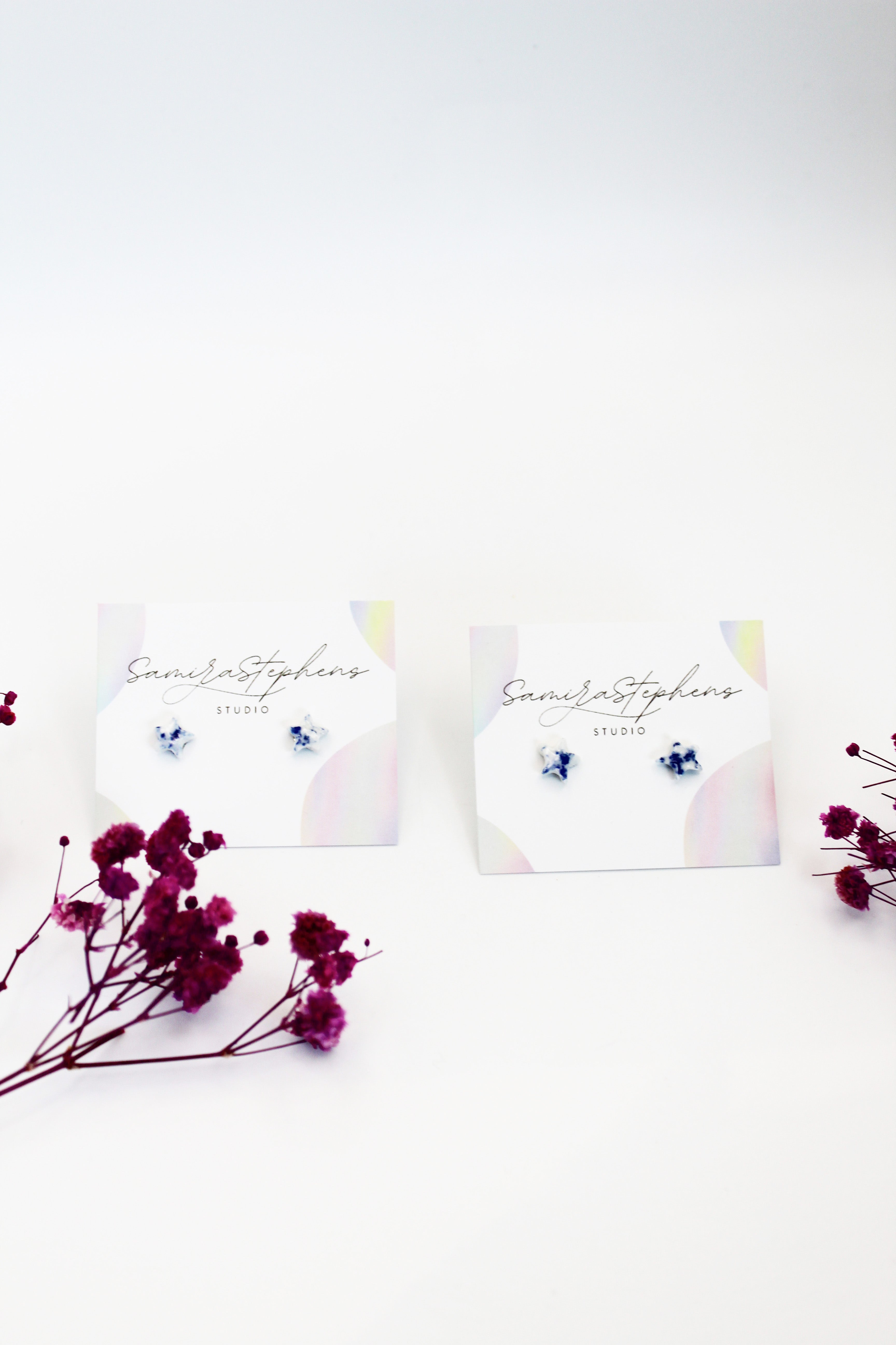 Ella Porcelain Tiny Star Stud Earrings