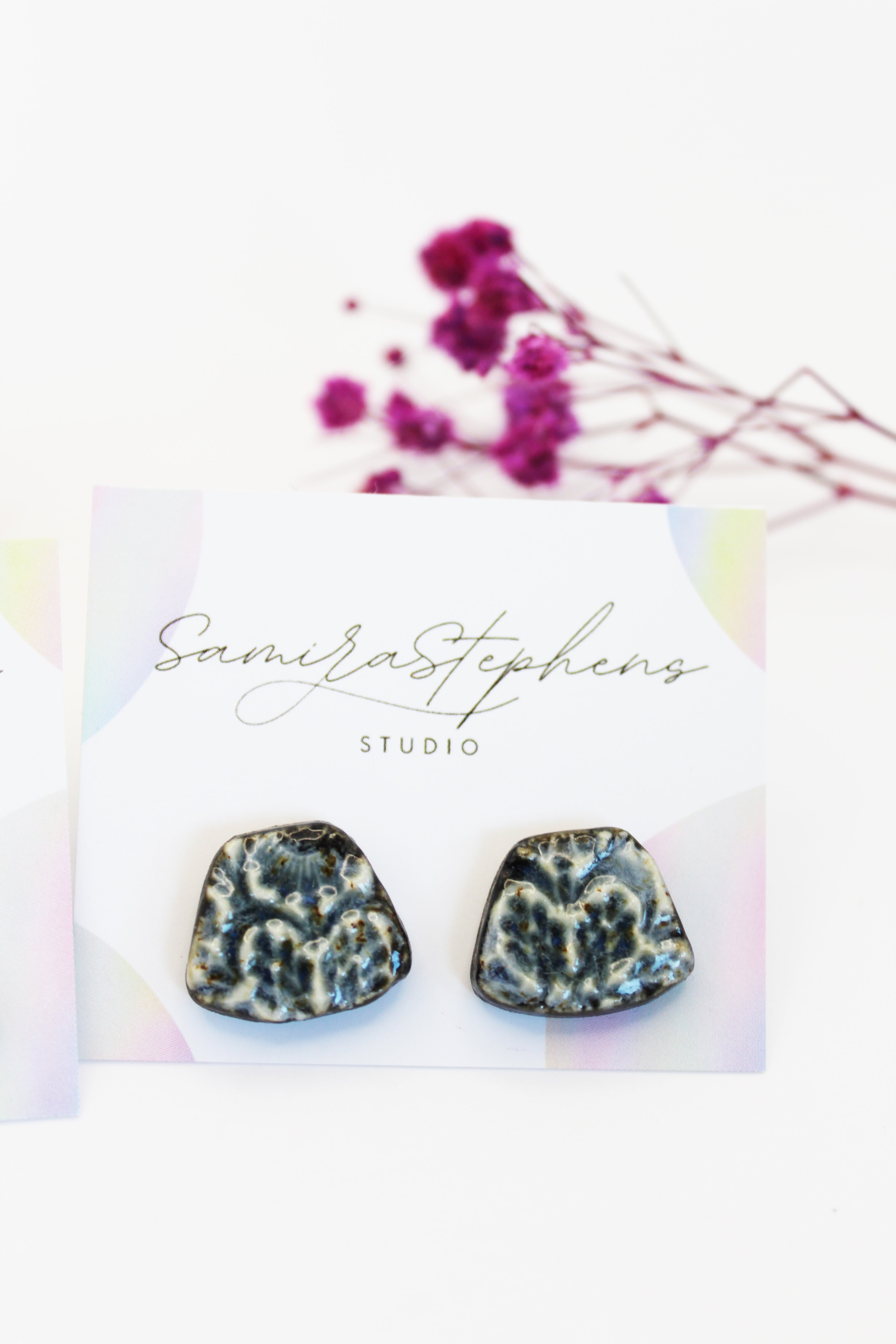 Ellie Rounded Trapezium Ceramic Studs