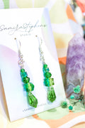 Elodie Crystal Drop Earrings in Green