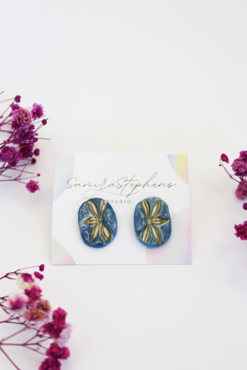 Evie Ceramic Leaf Stud Earrings