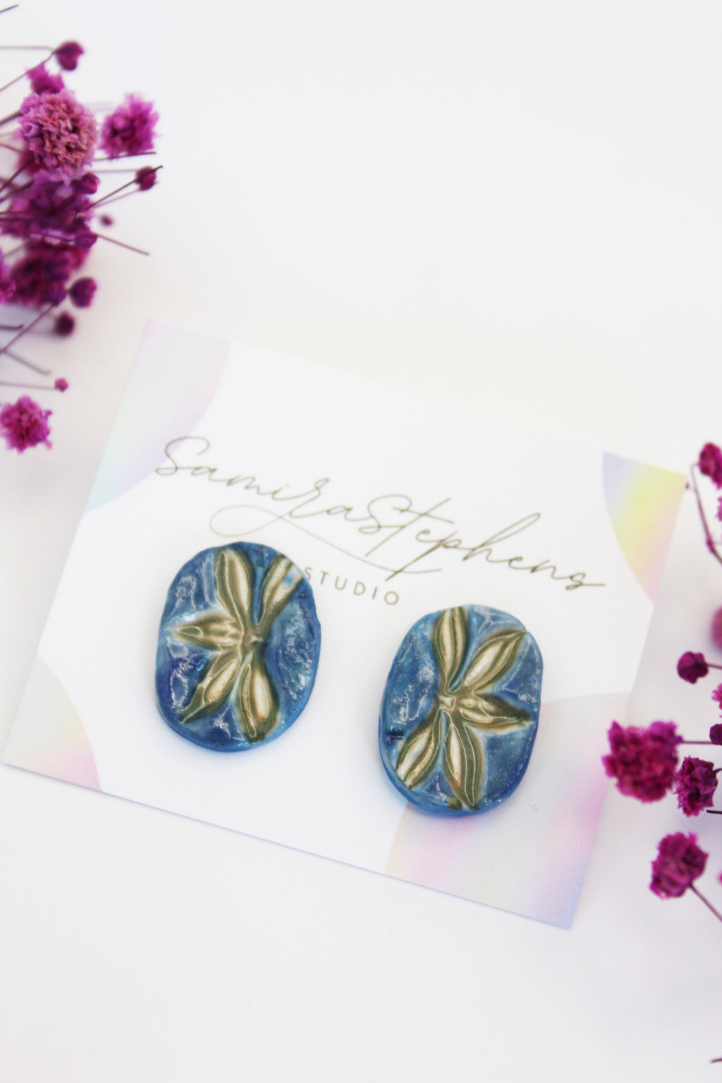 Evie Ceramic Leaf Stud Earrings