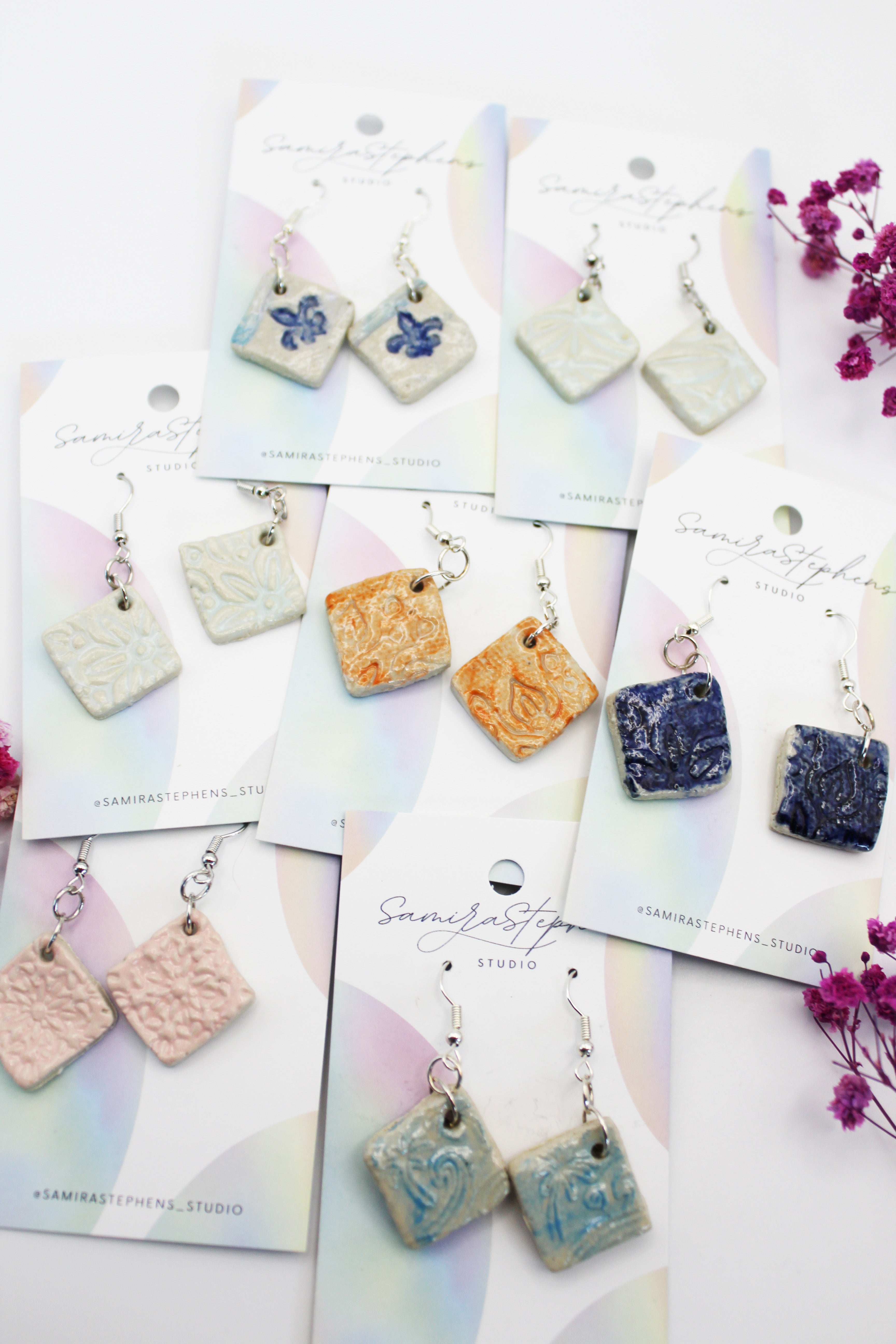 Grace Ceramic Square Earrings