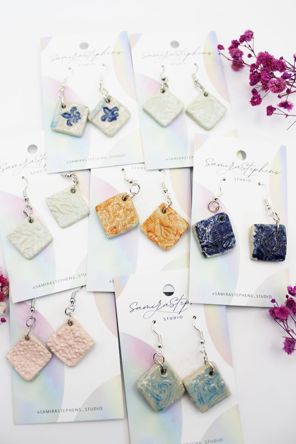 Grace Ceramic Square Earrings