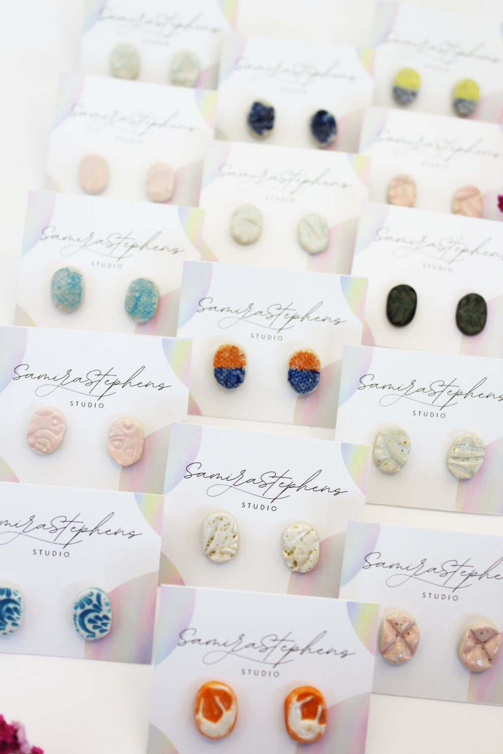 Hayley Ceramic Oval Studs
