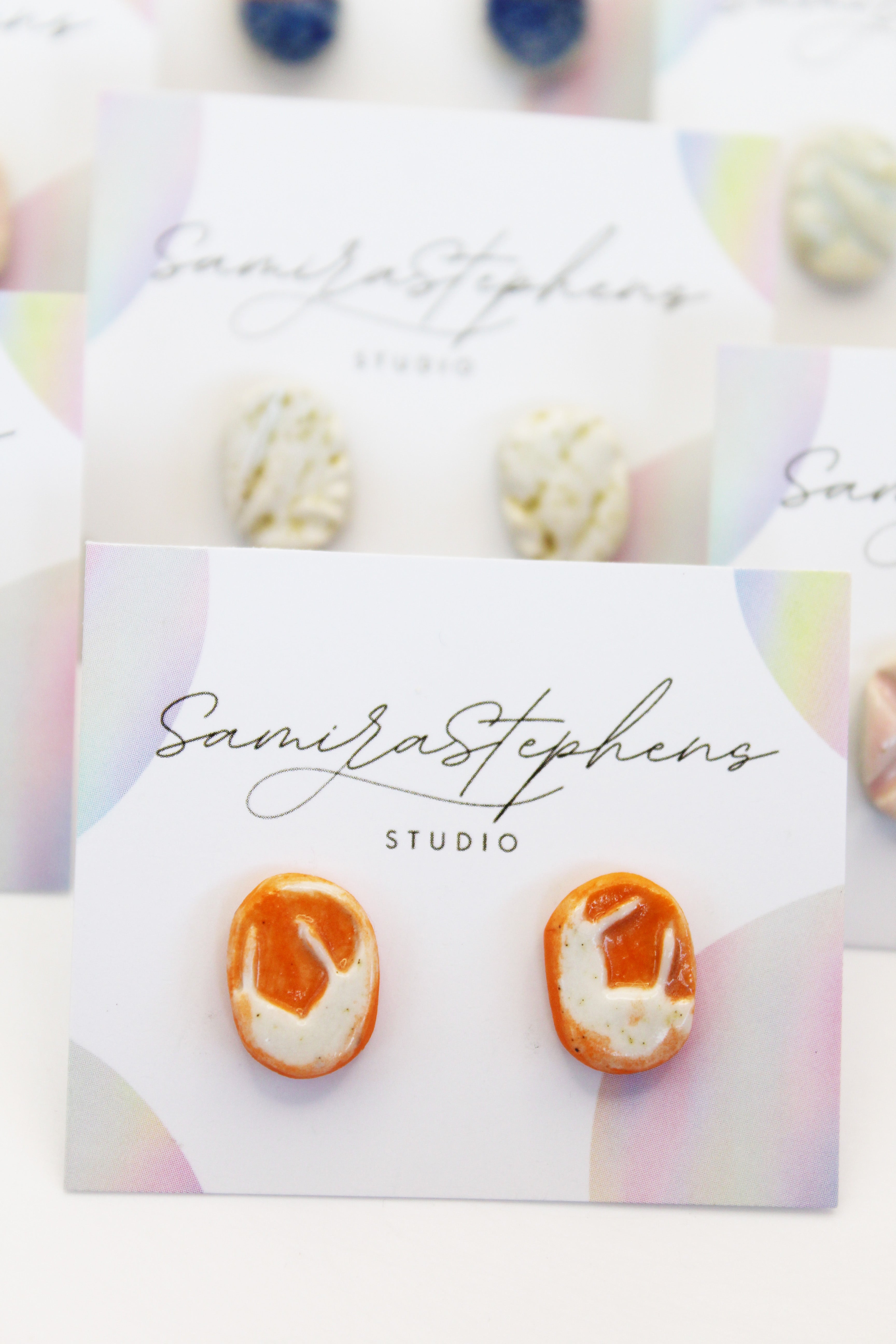 Hayley Ceramic Oval Studs