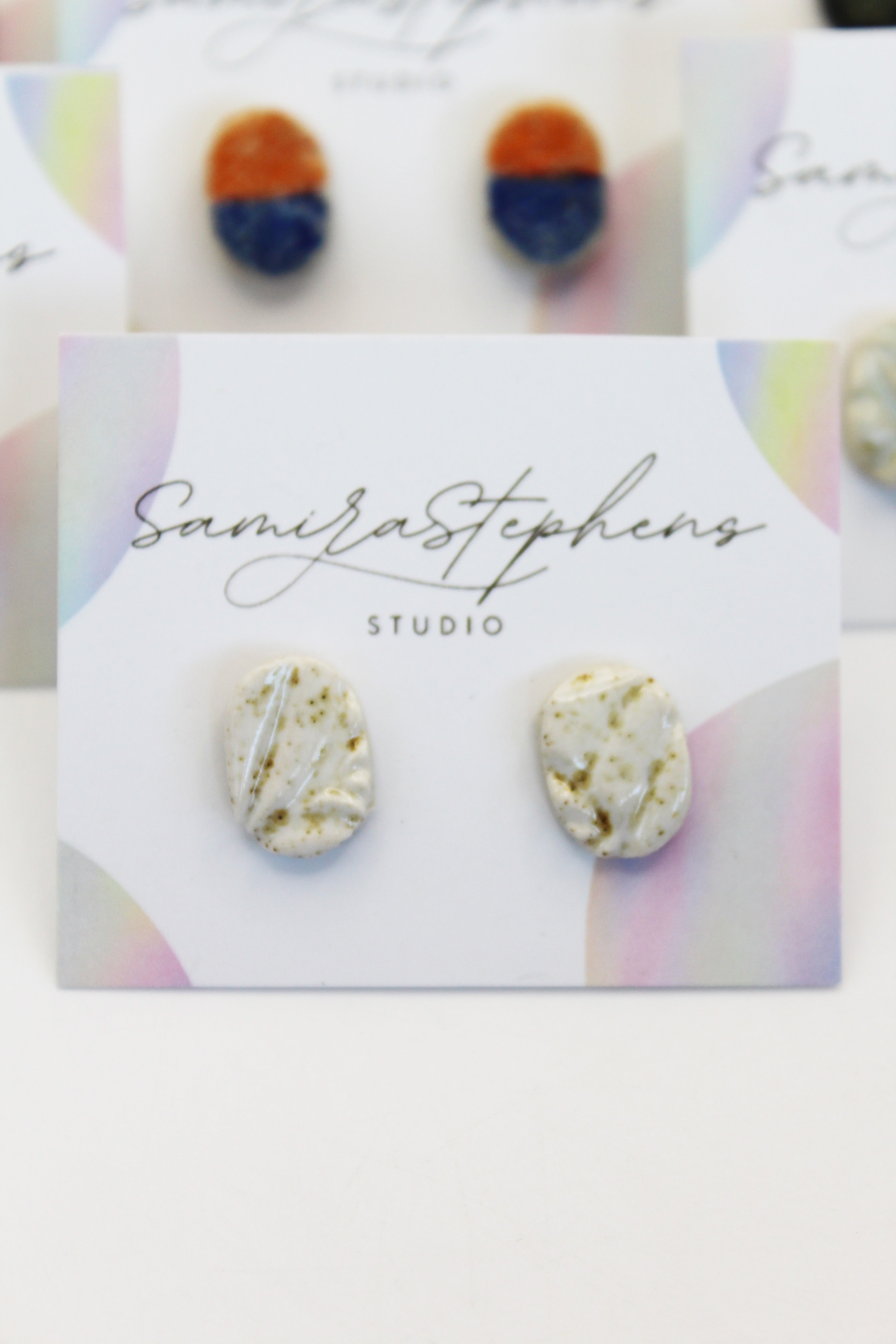 Hayley Ceramic Oval Studs