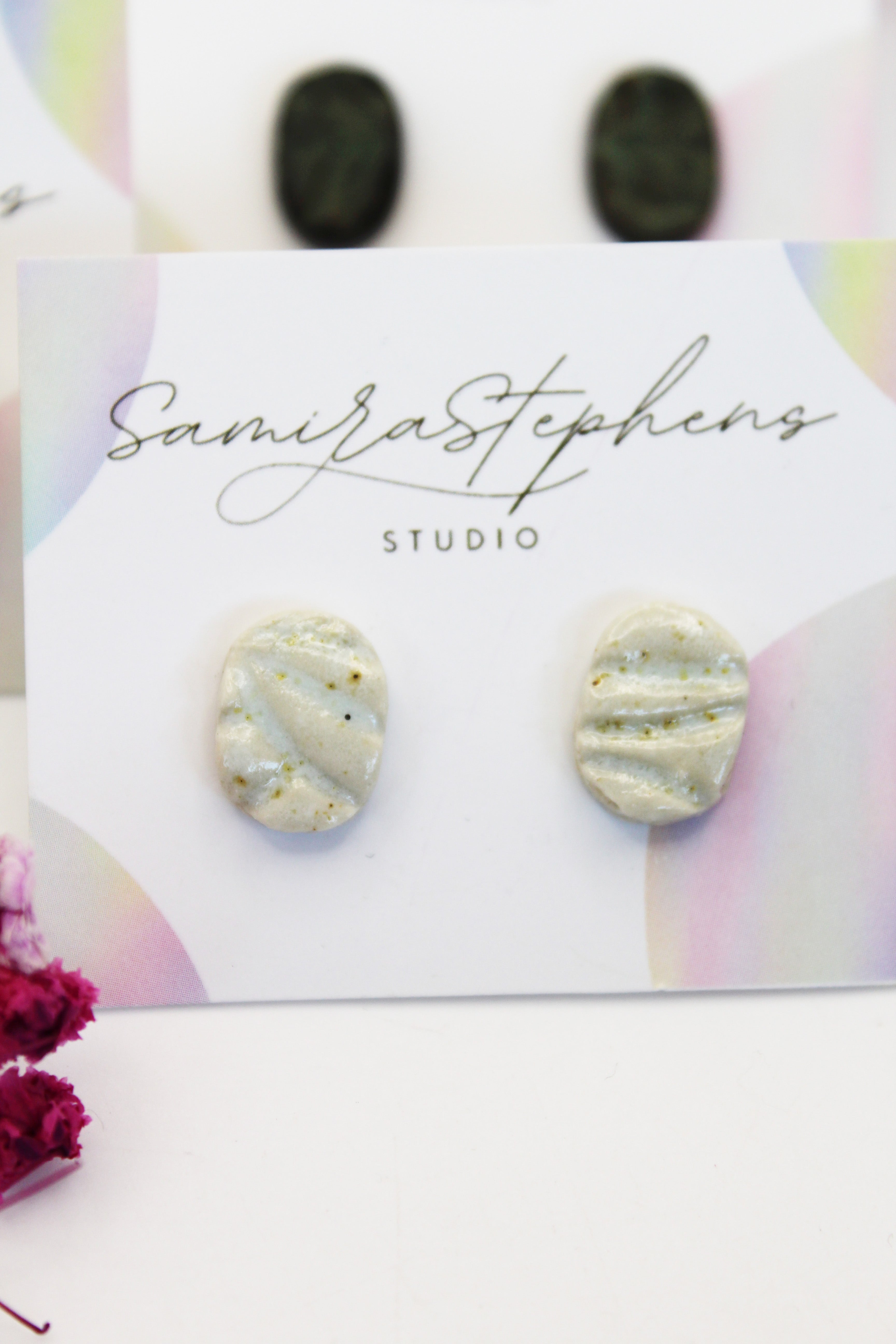 Hayley Ceramic Oval Studs