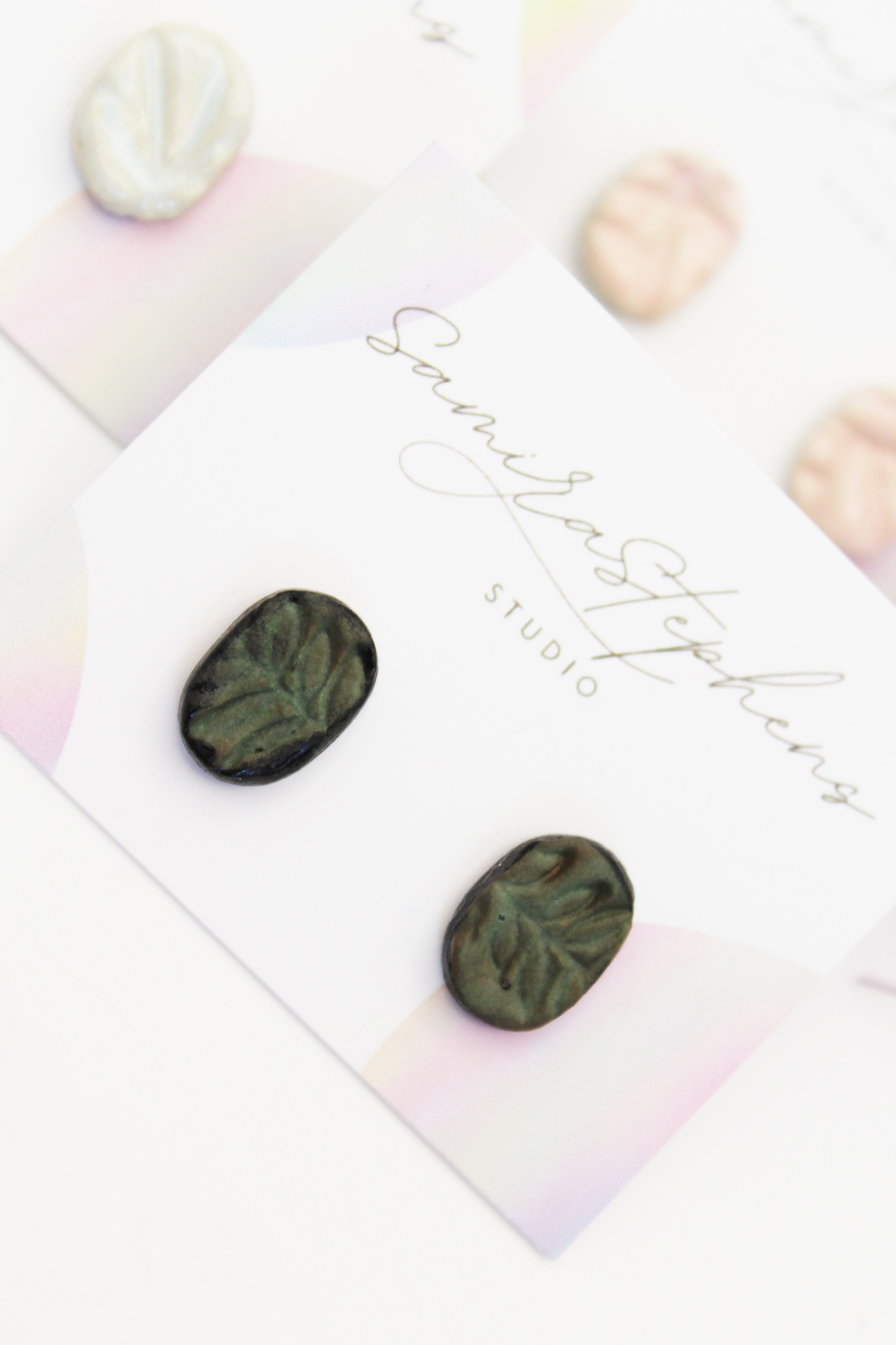 Hayley Ceramic Oval Studs