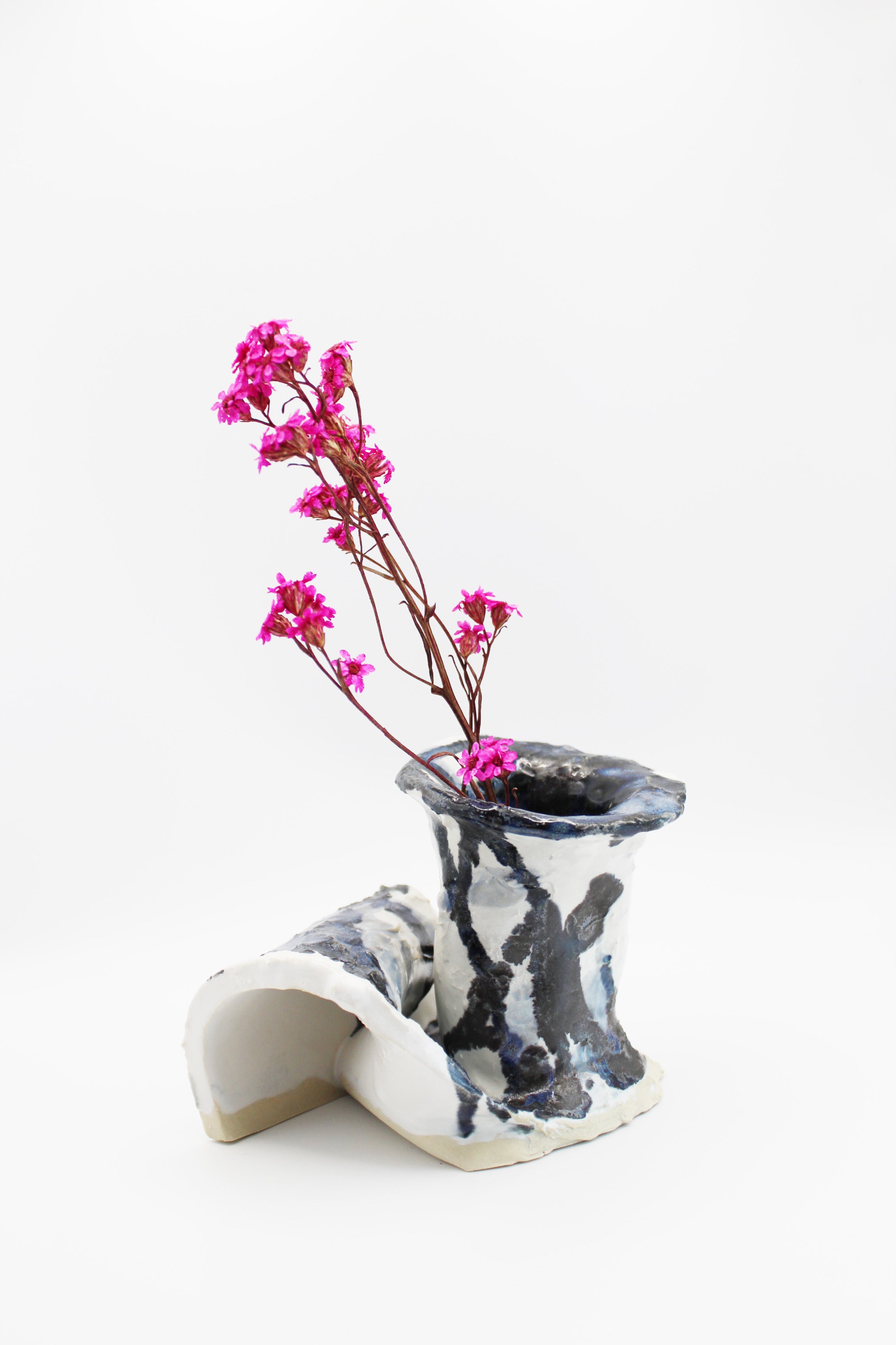 Glaciers Set of 2 Ceramic Sculptural Vases in Blue