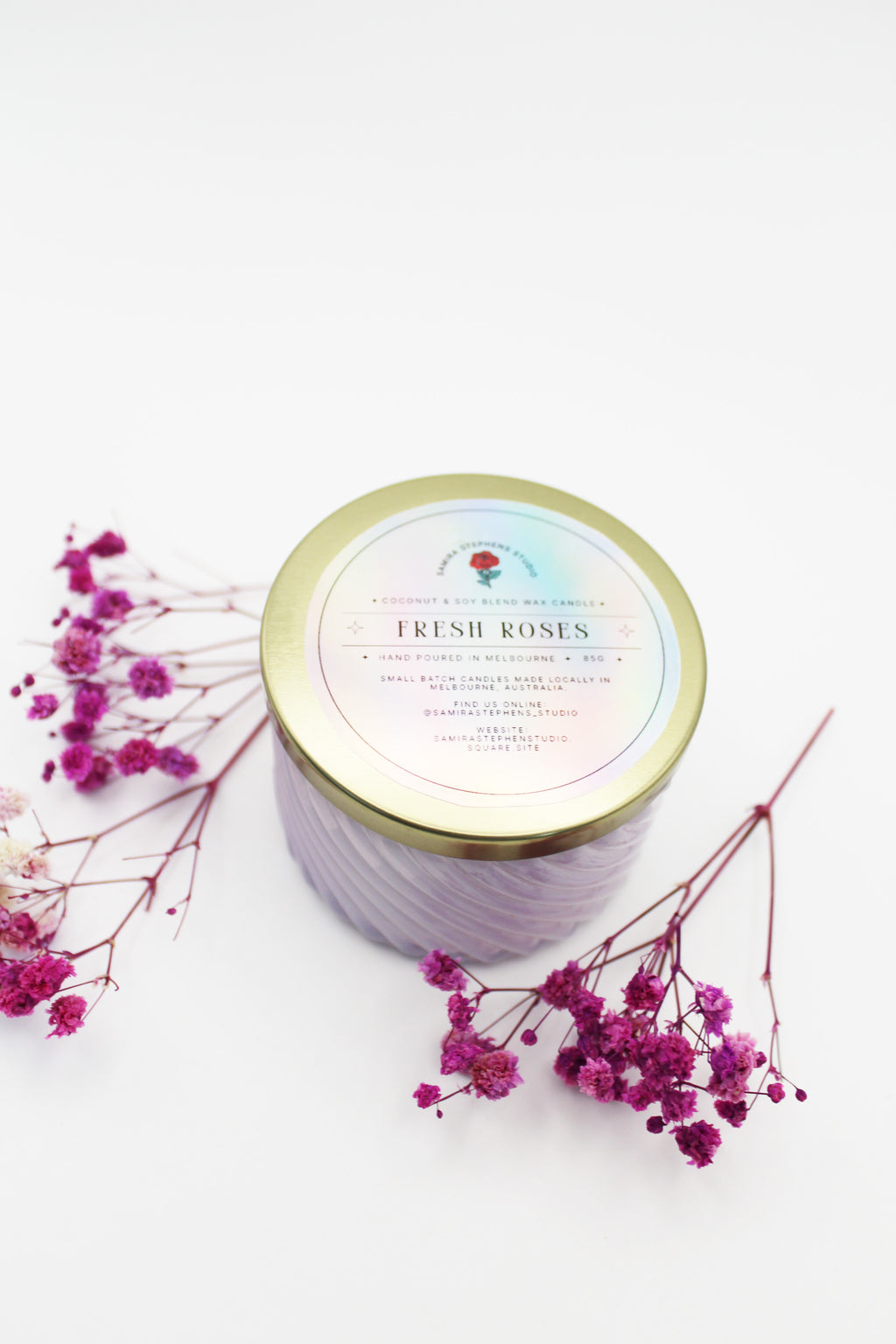 Sarina Purple Coconut Soy Candle in Guava & Lime