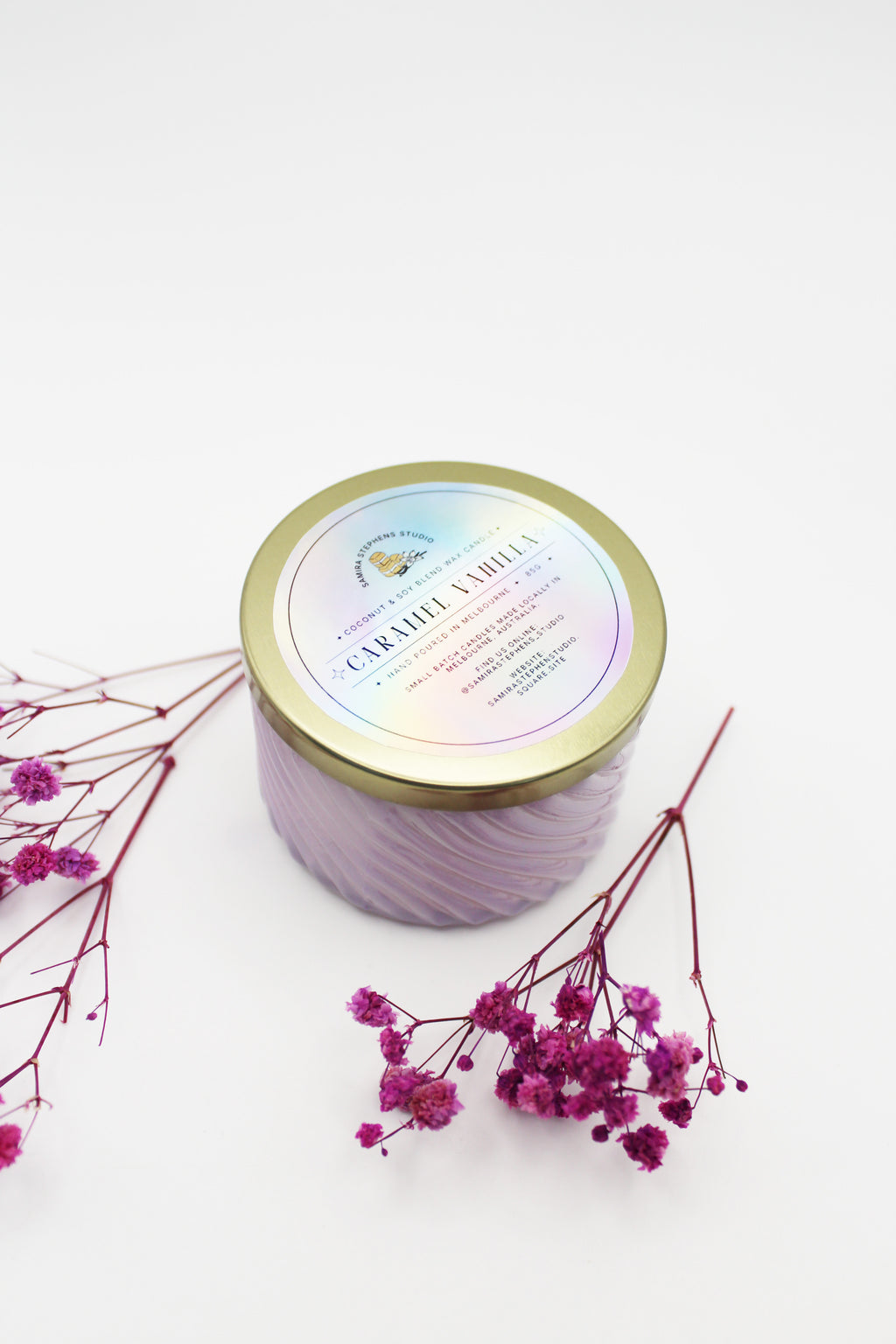 Sarina Purple Coconut Soy Candle in Guava & Lime