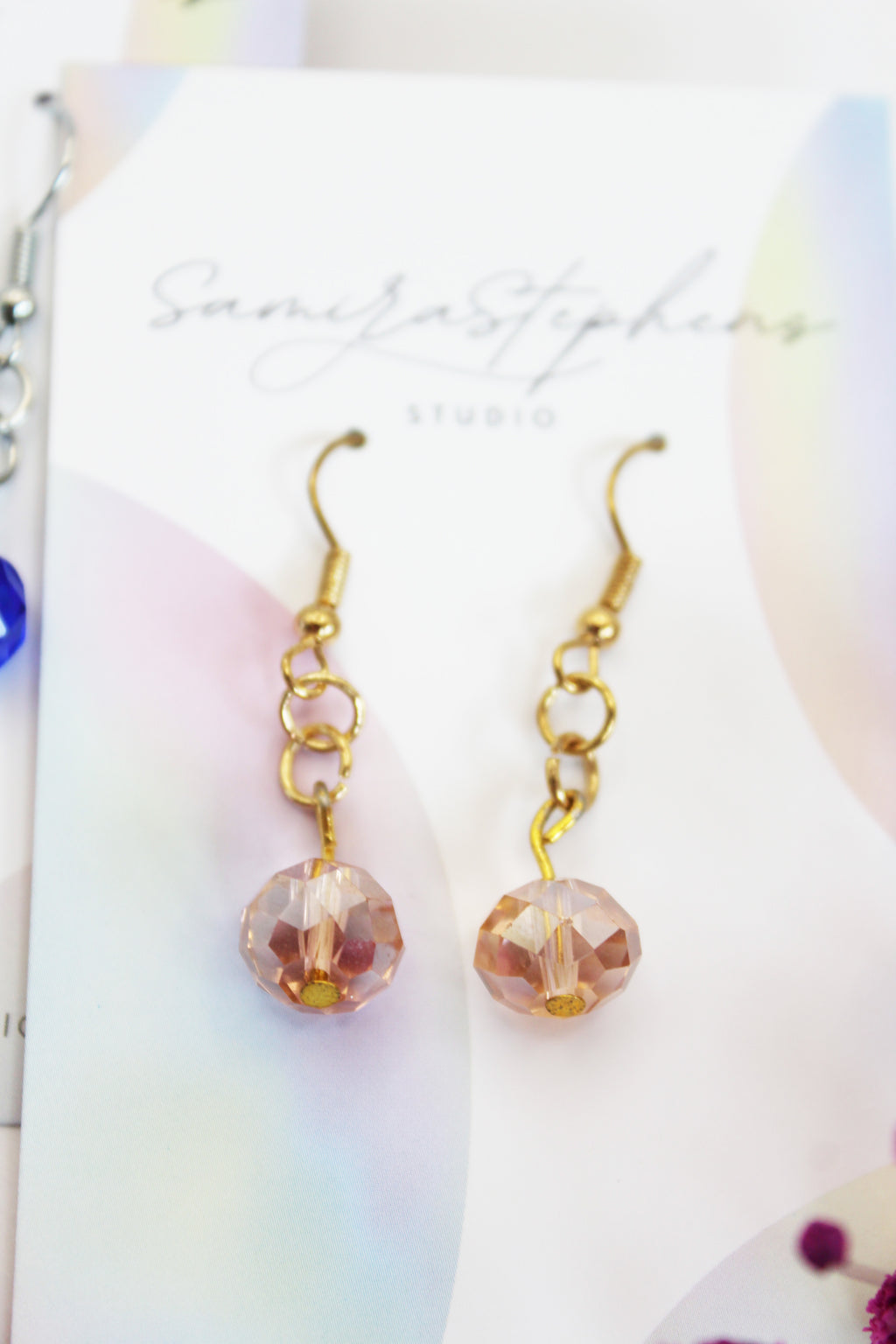 Anna Single Bead Earrings in Pink