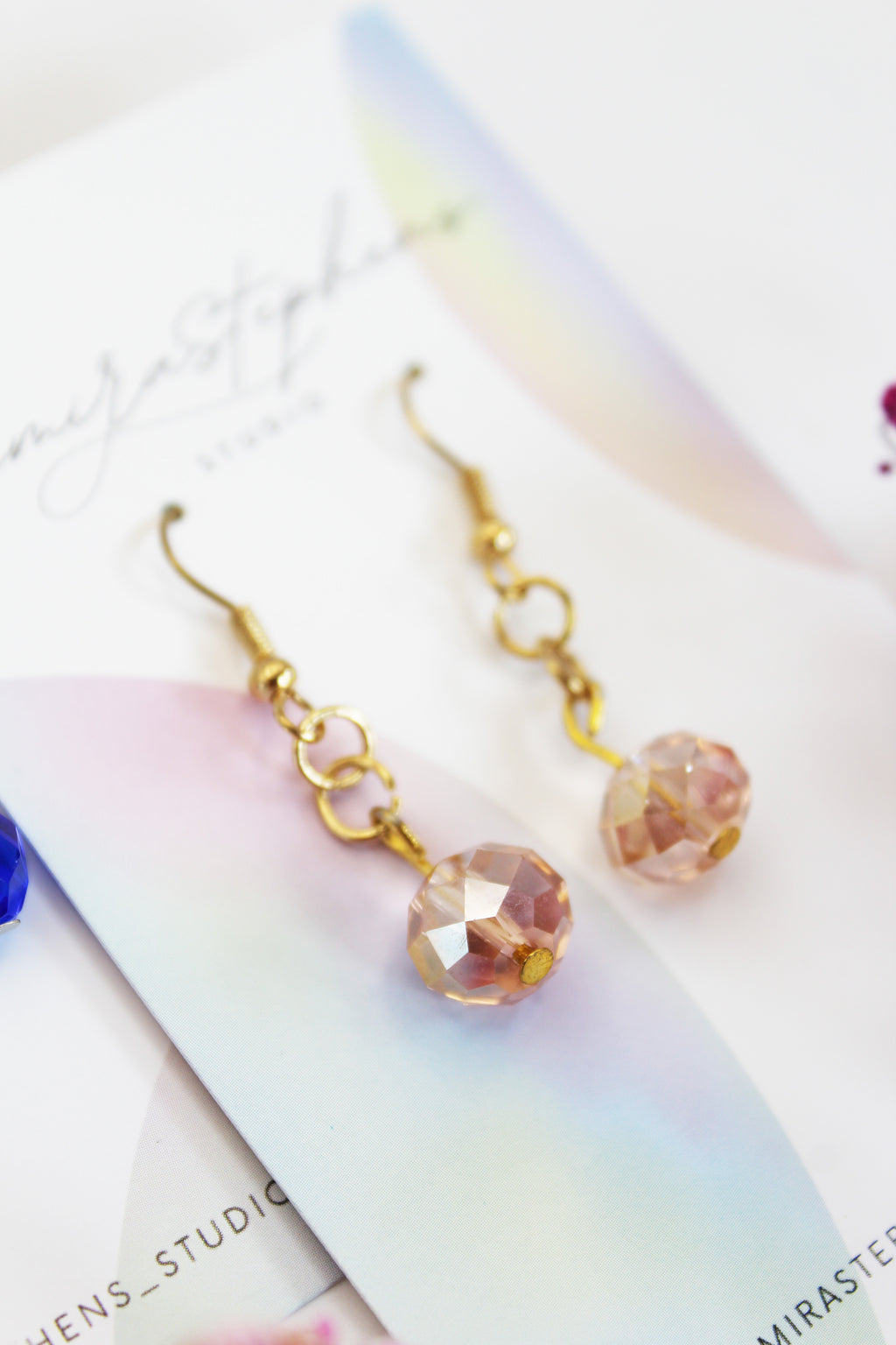 Anna Single Bead Earrings in Pink