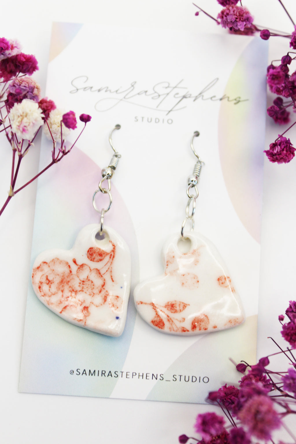 Malia Porcelain Heart Earrings