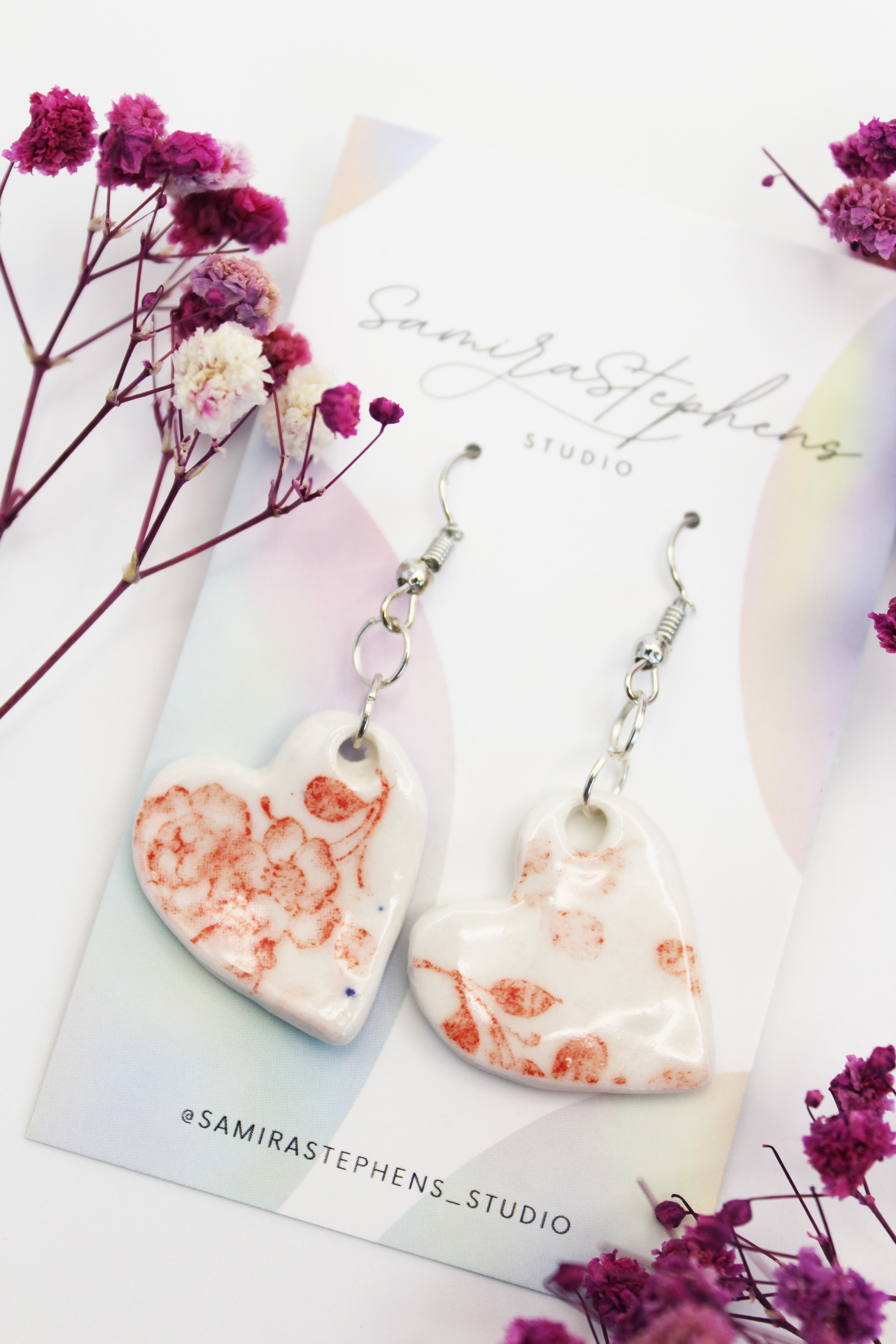 Malia Porcelain Heart Earrings