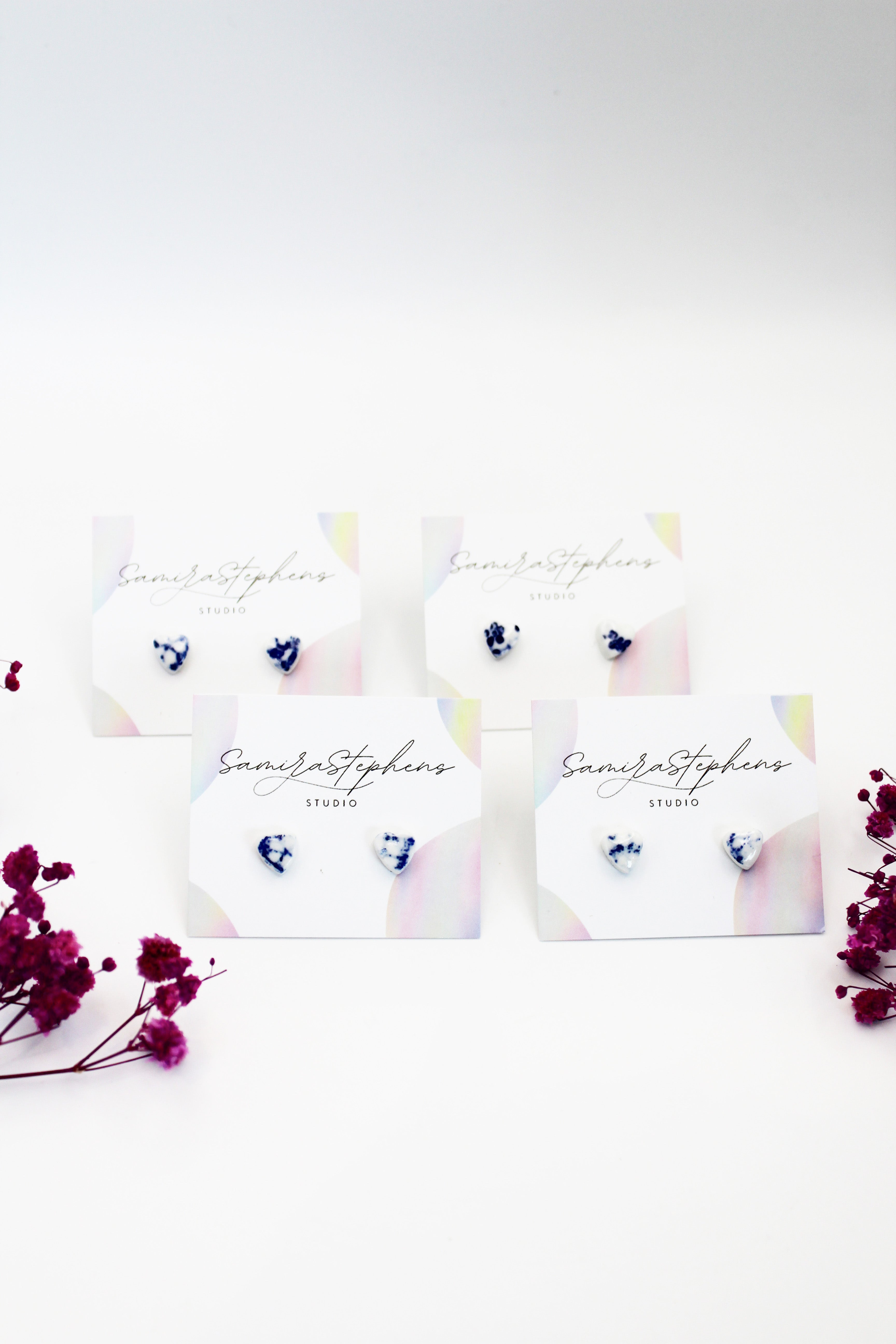Rosie Porcelain Tiny Heart Studs