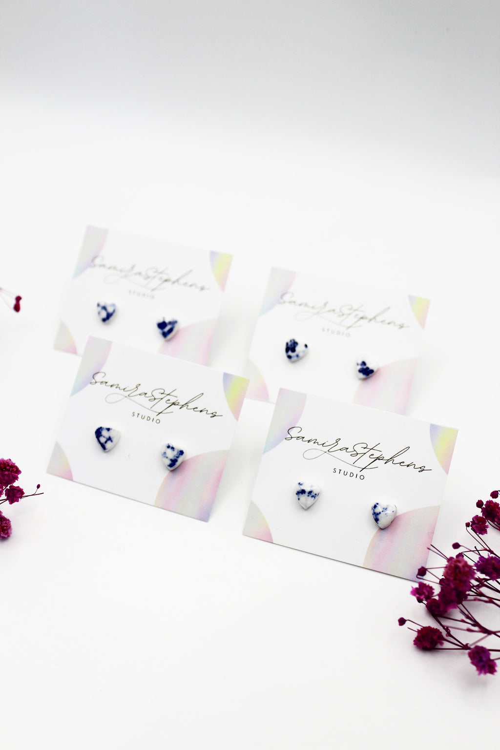 Rosie Porcelain Tiny Heart Studs