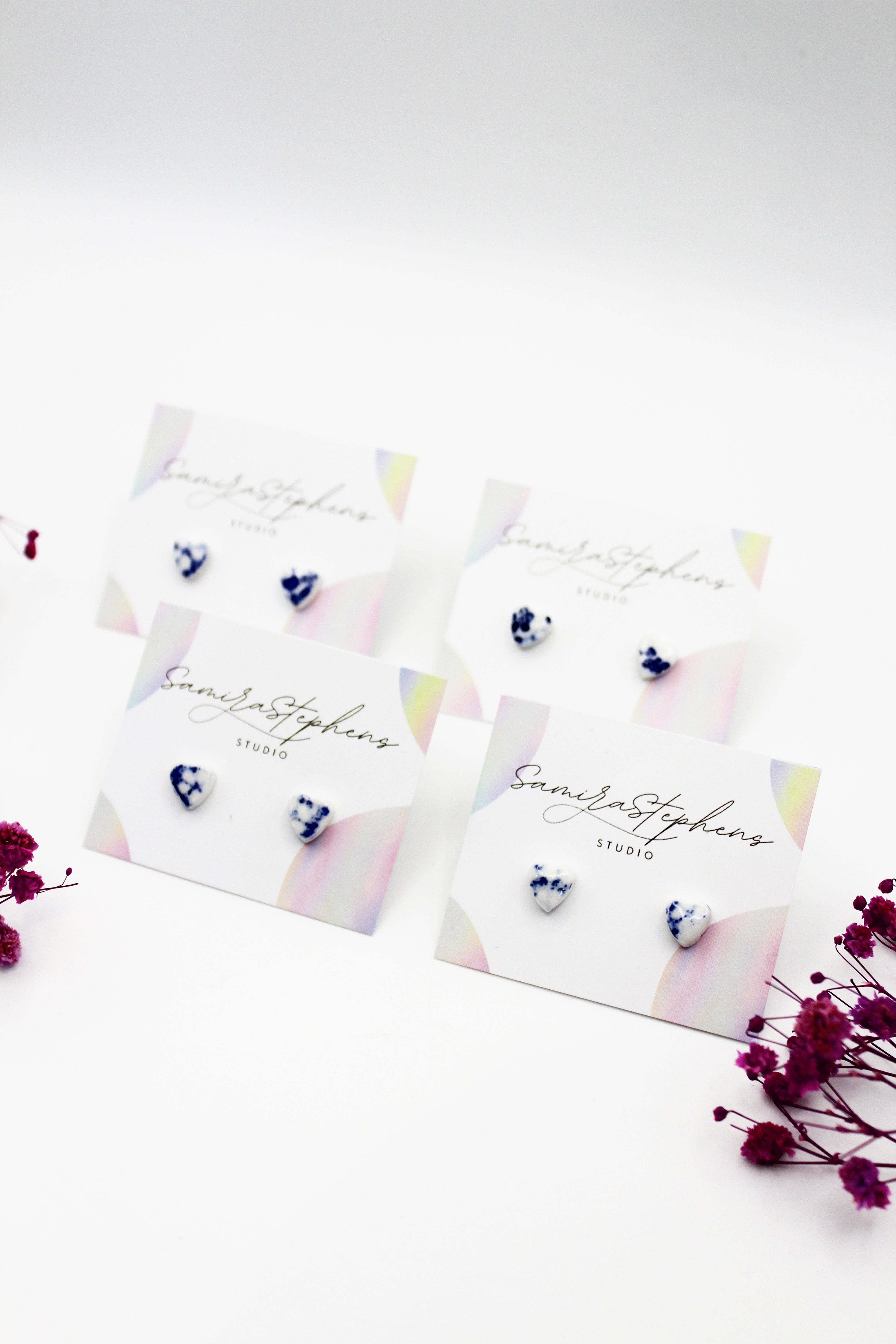 Rosie Porcelain Tiny Heart Studs