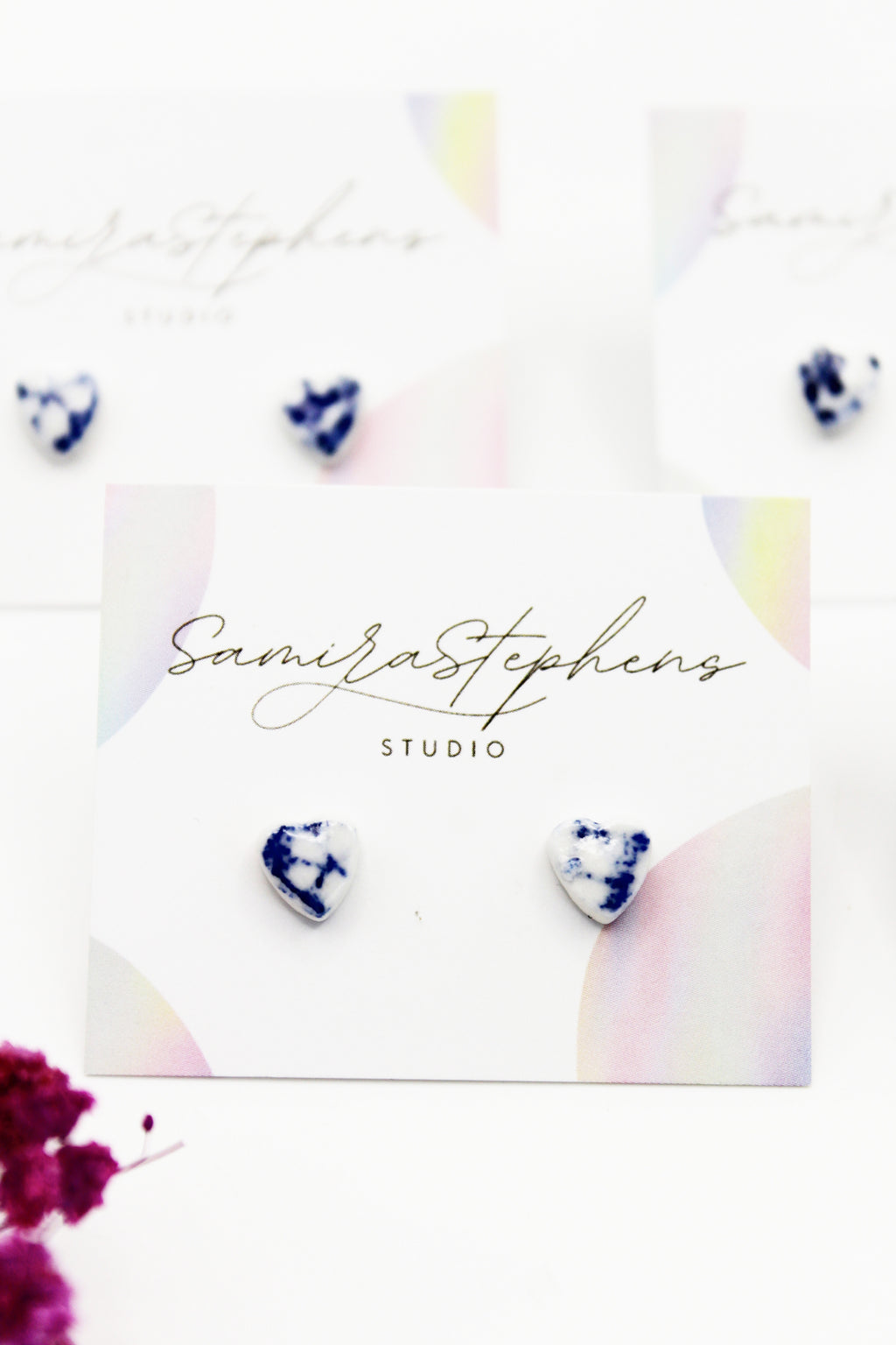 Rosie Porcelain Tiny Heart Studs