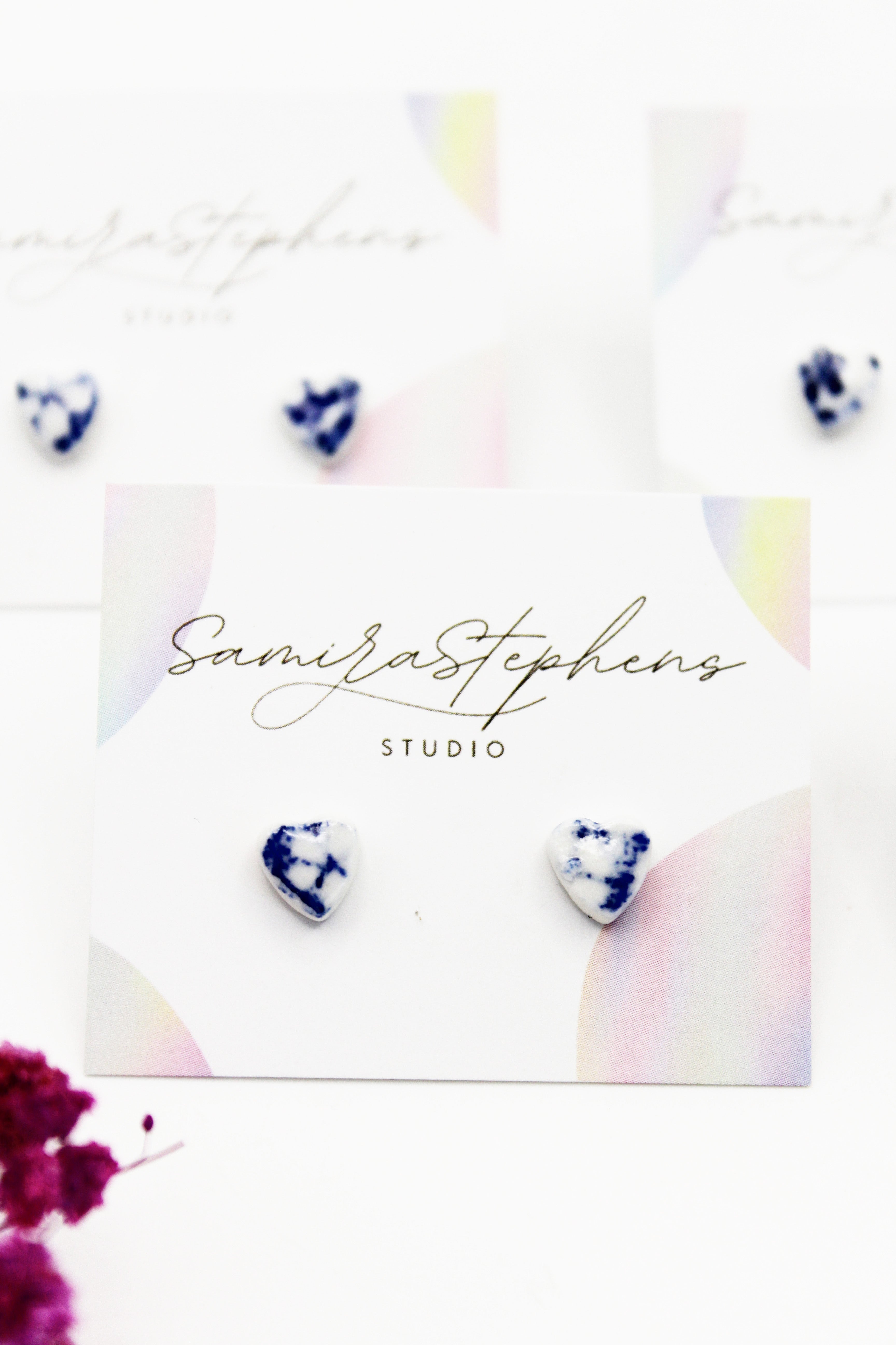 Rosie Porcelain Tiny Heart Studs