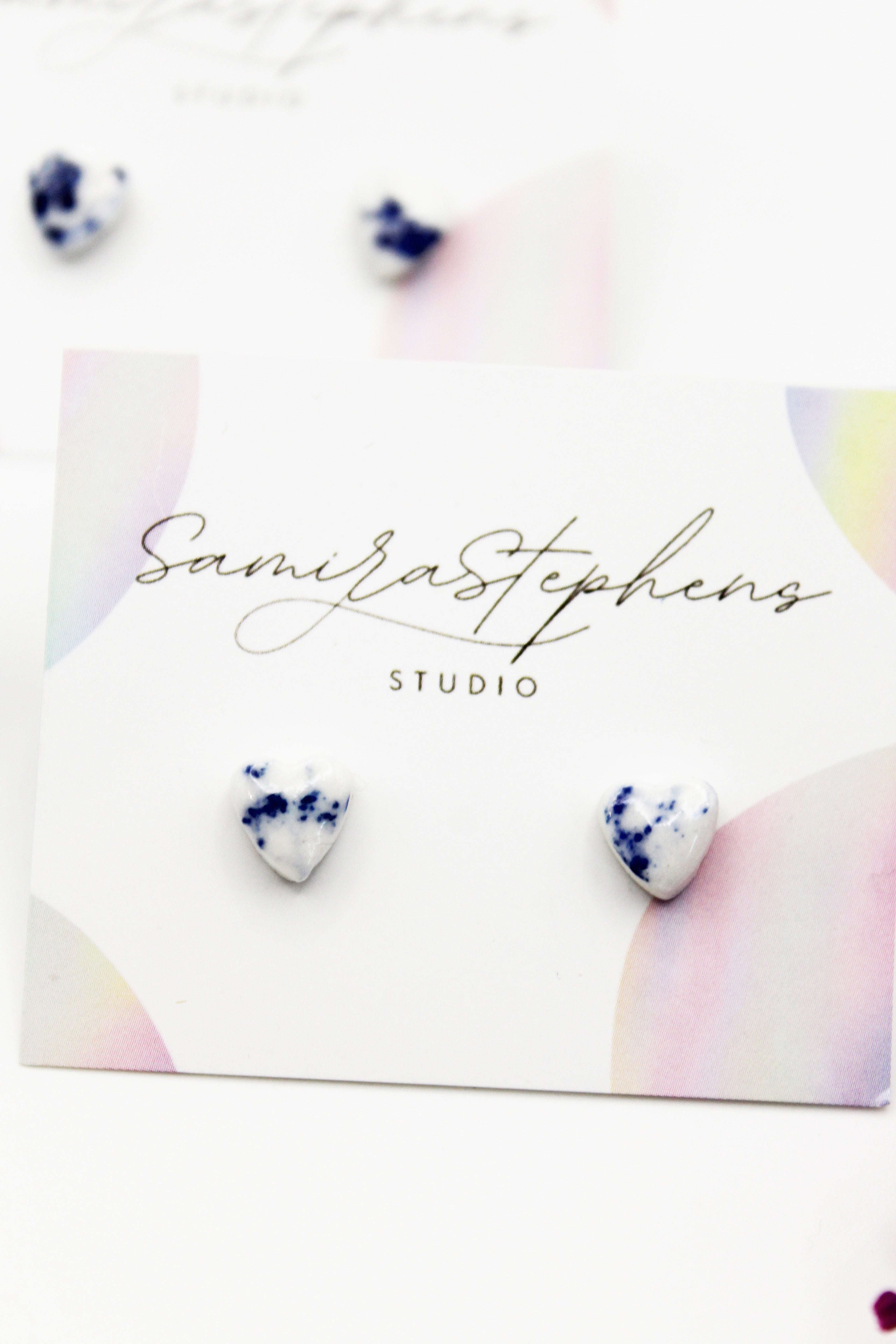 Rosie Porcelain Tiny Heart Studs