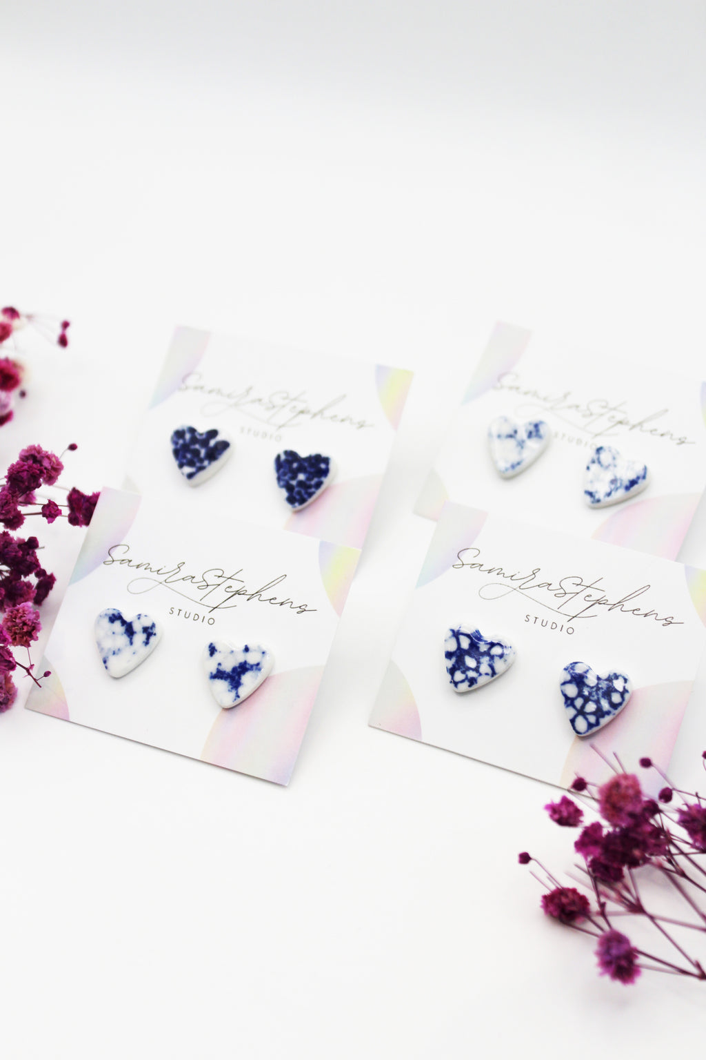 Kiara Porcelain Heart Stud Earrings