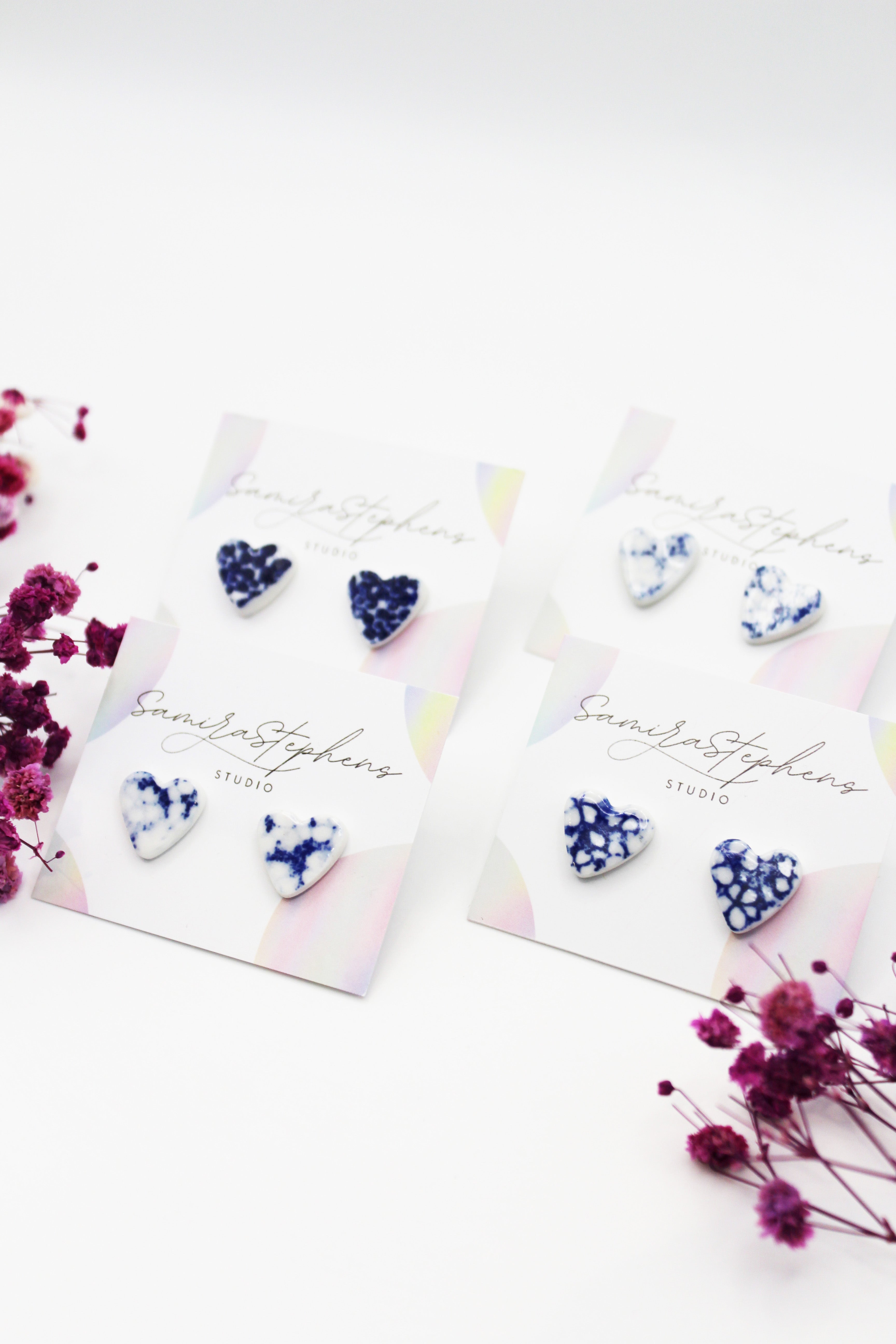 Kiara Porcelain Heart Stud Earrings