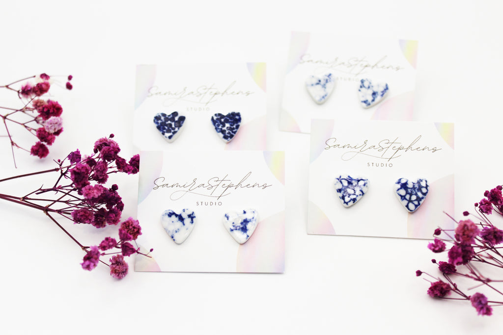 Kiara Porcelain Heart Stud Earrings