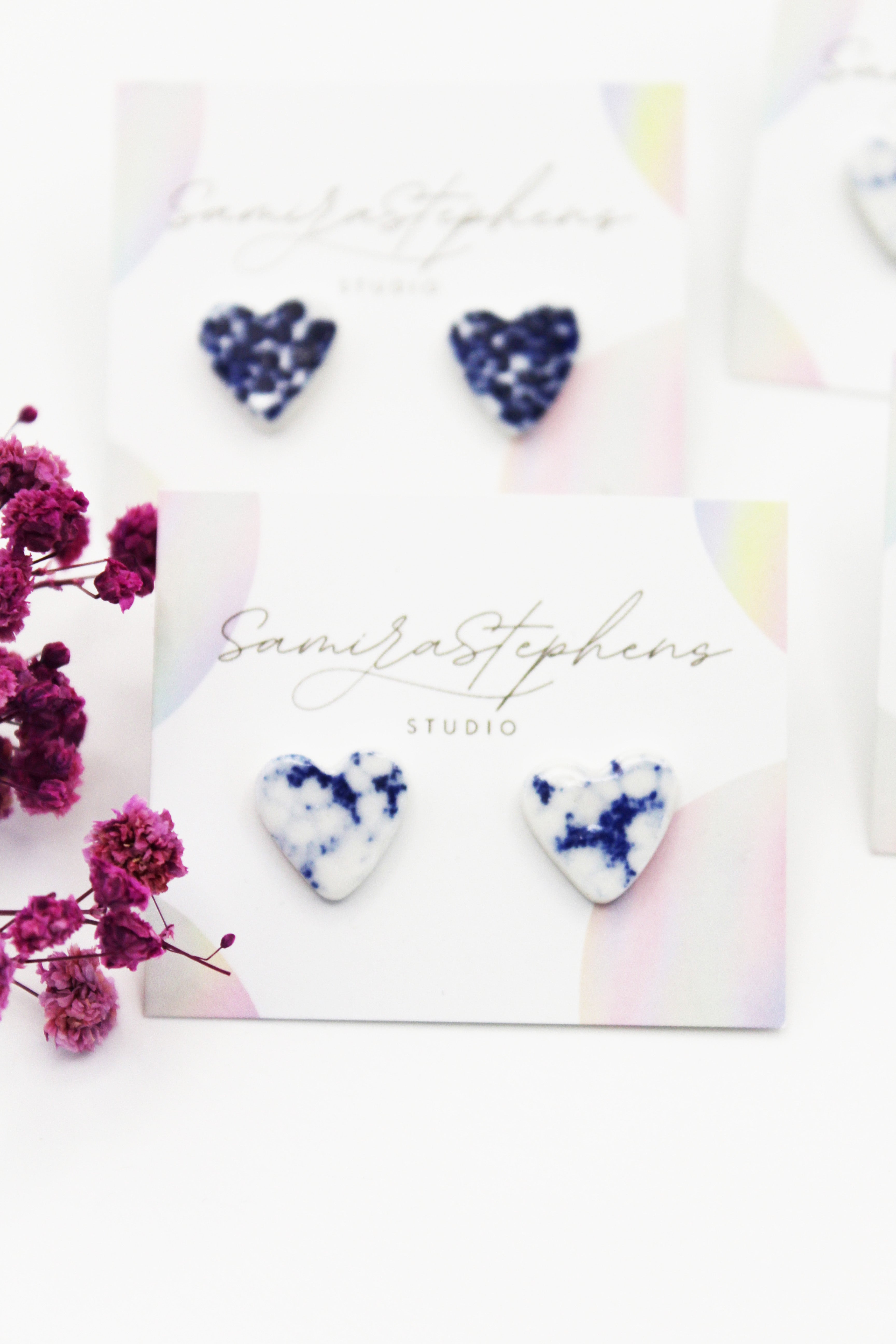 Kiara Porcelain Heart Stud Earrings