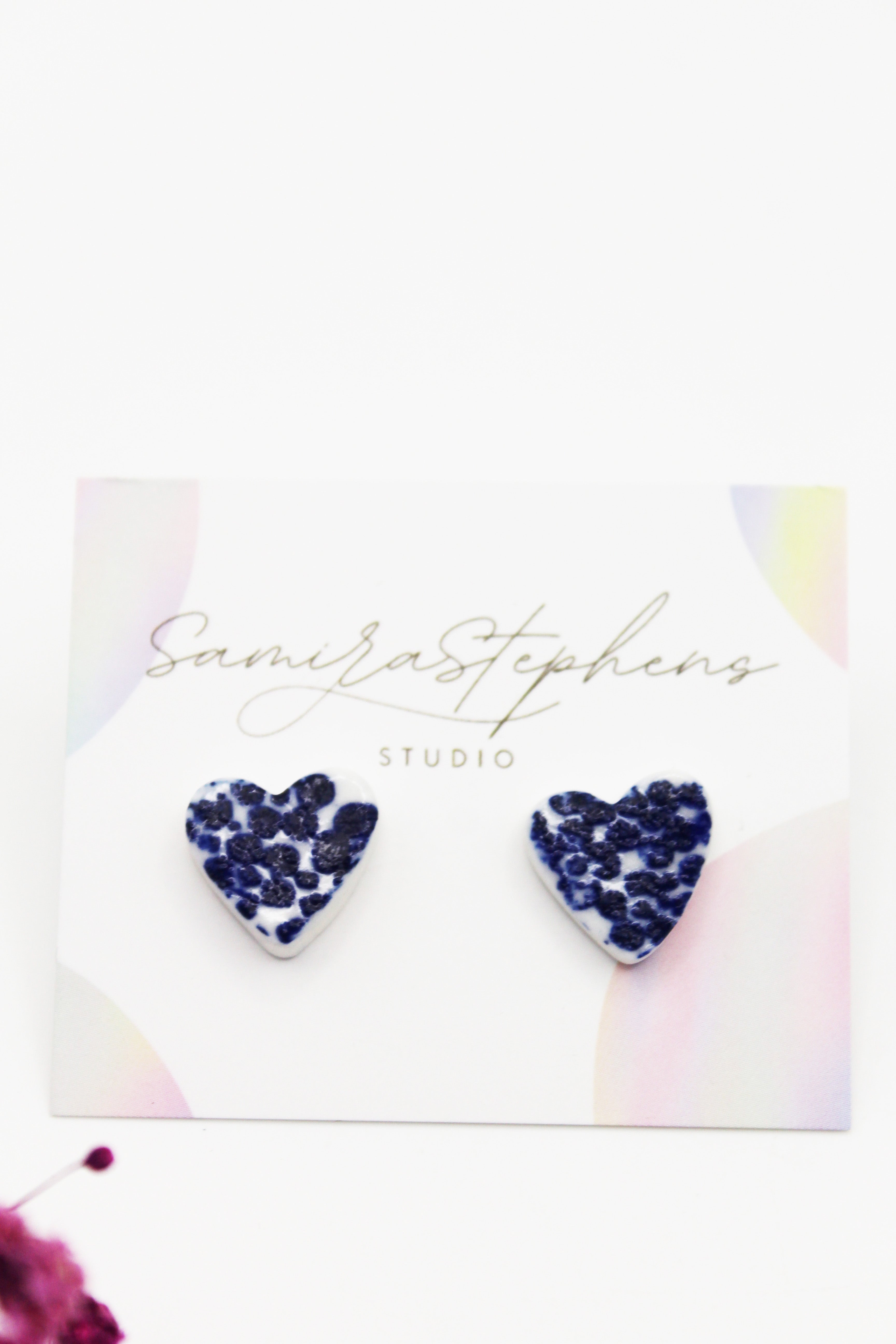 Kiara Porcelain Heart Stud Earrings