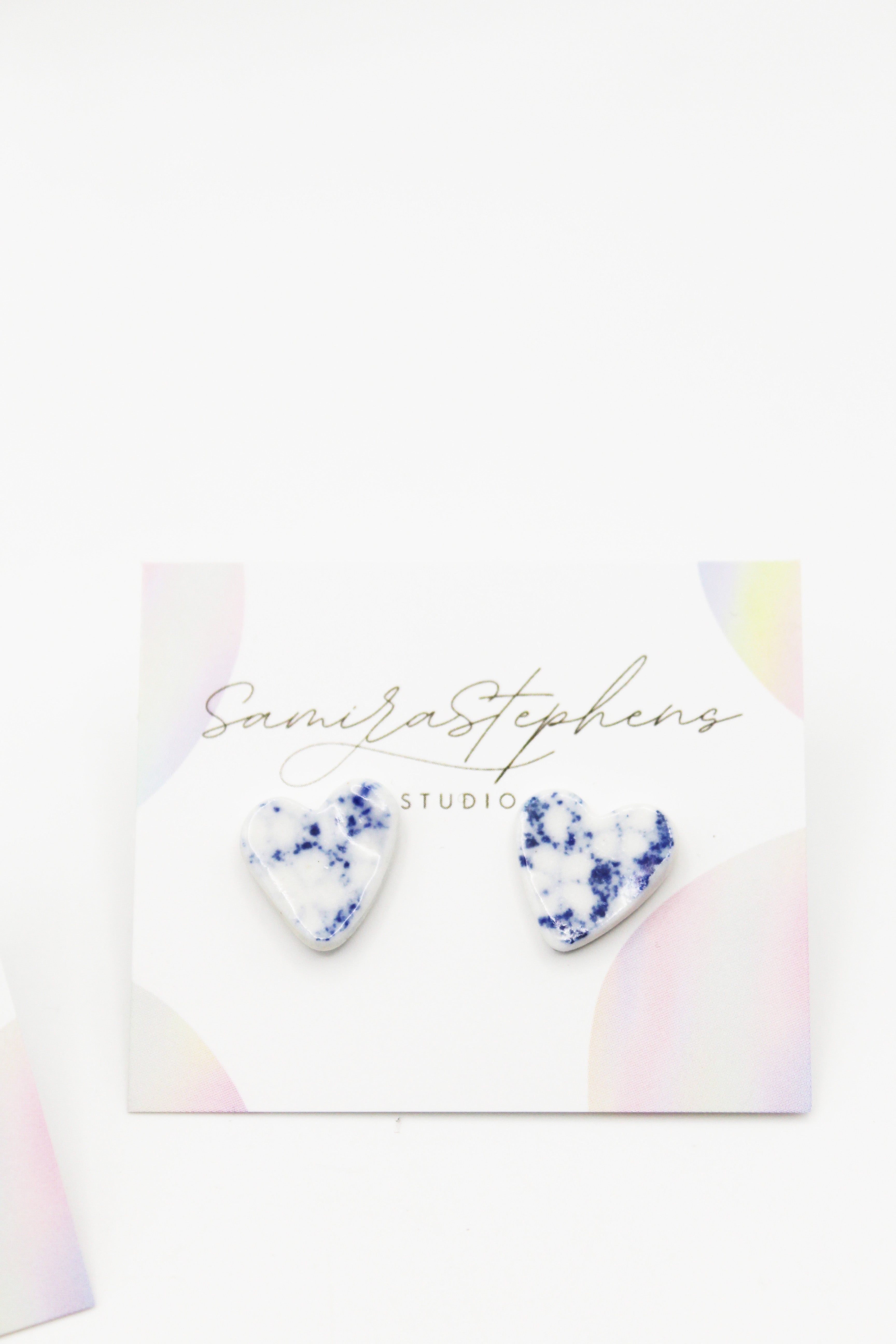Kiara Porcelain Heart Stud Earrings