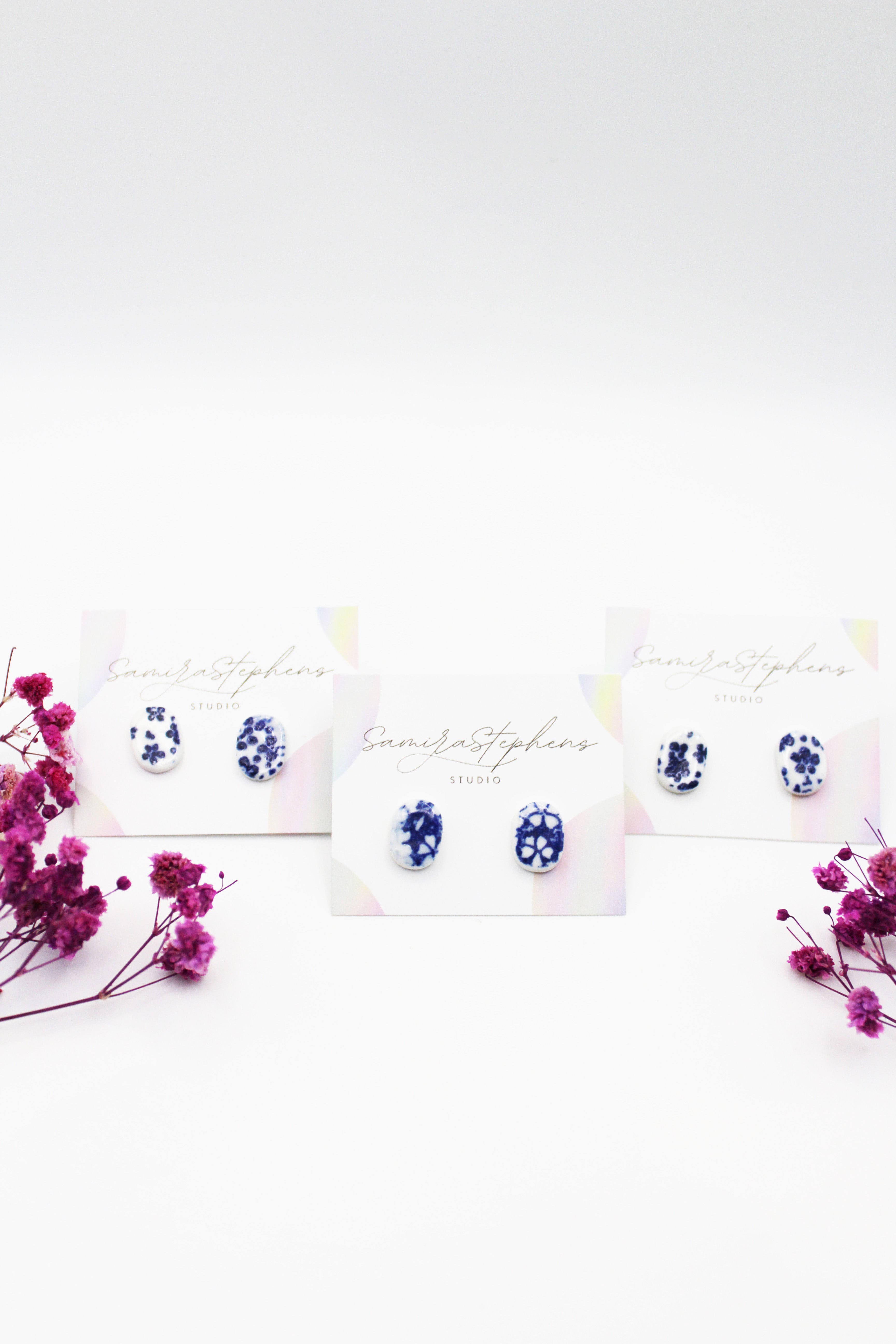 Bella Porcelain Oval Studs