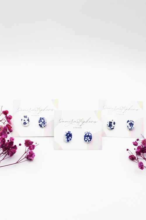 Bella Porcelain Oval Studs