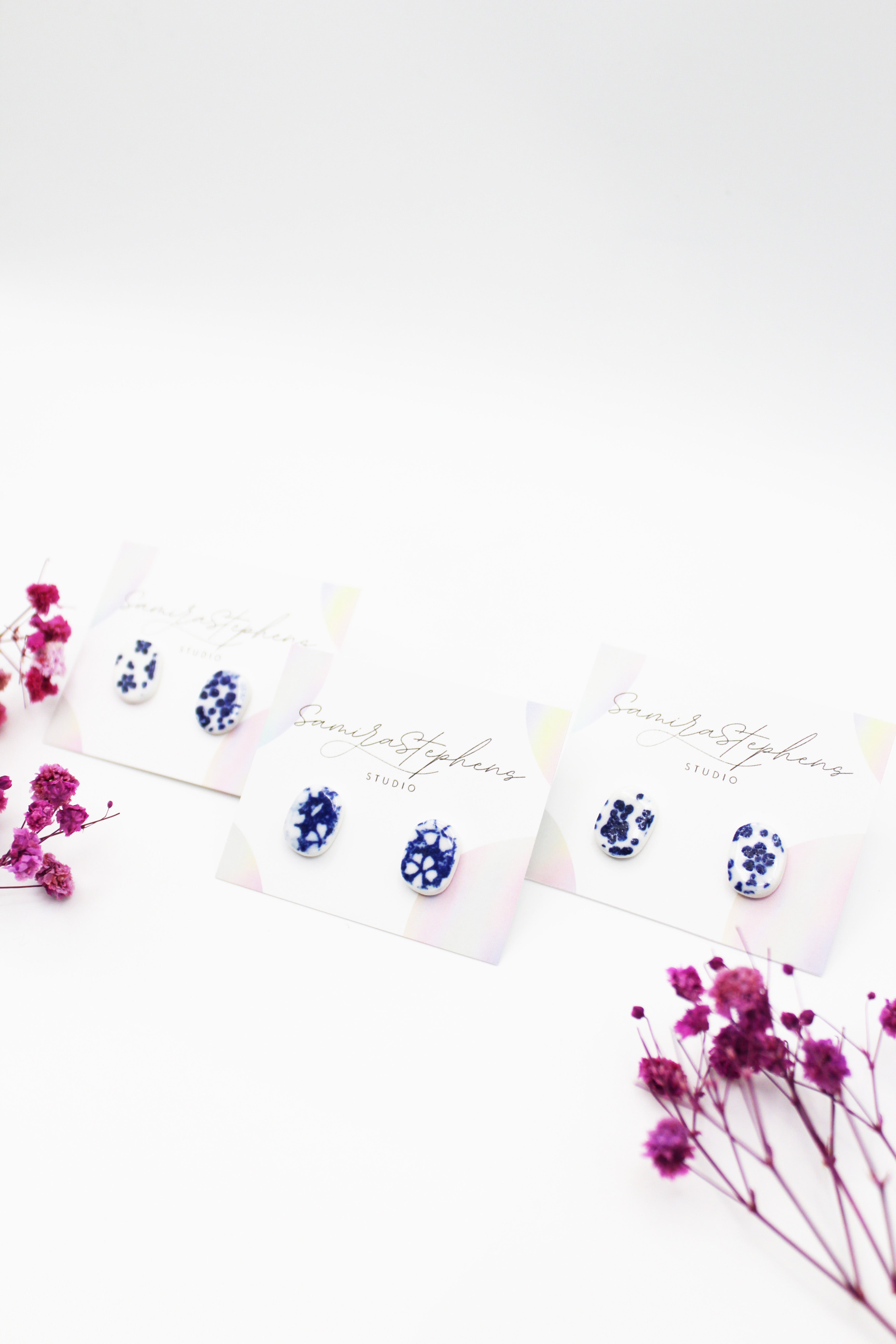 Bella Porcelain Oval Studs