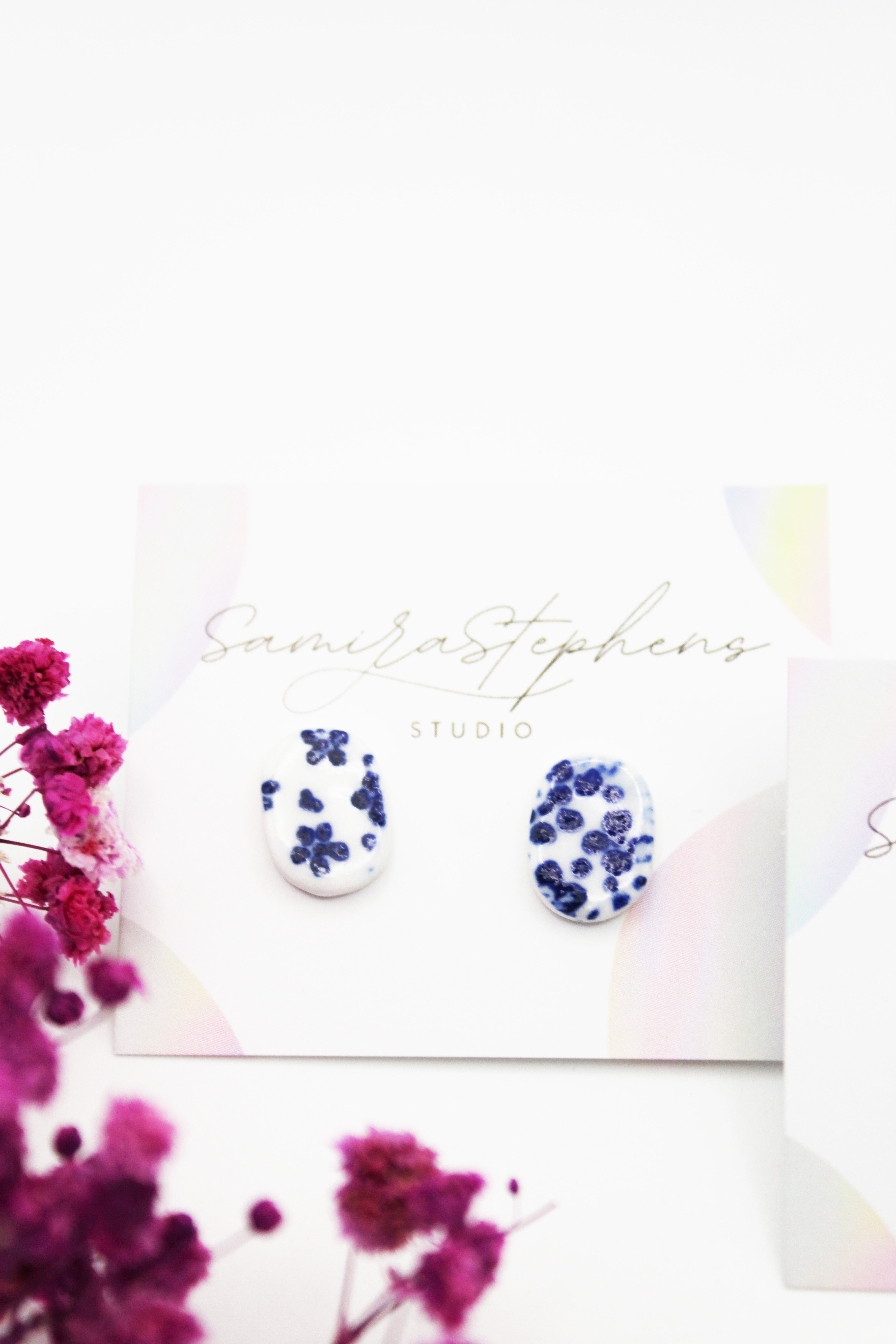 Bella Porcelain Oval Studs