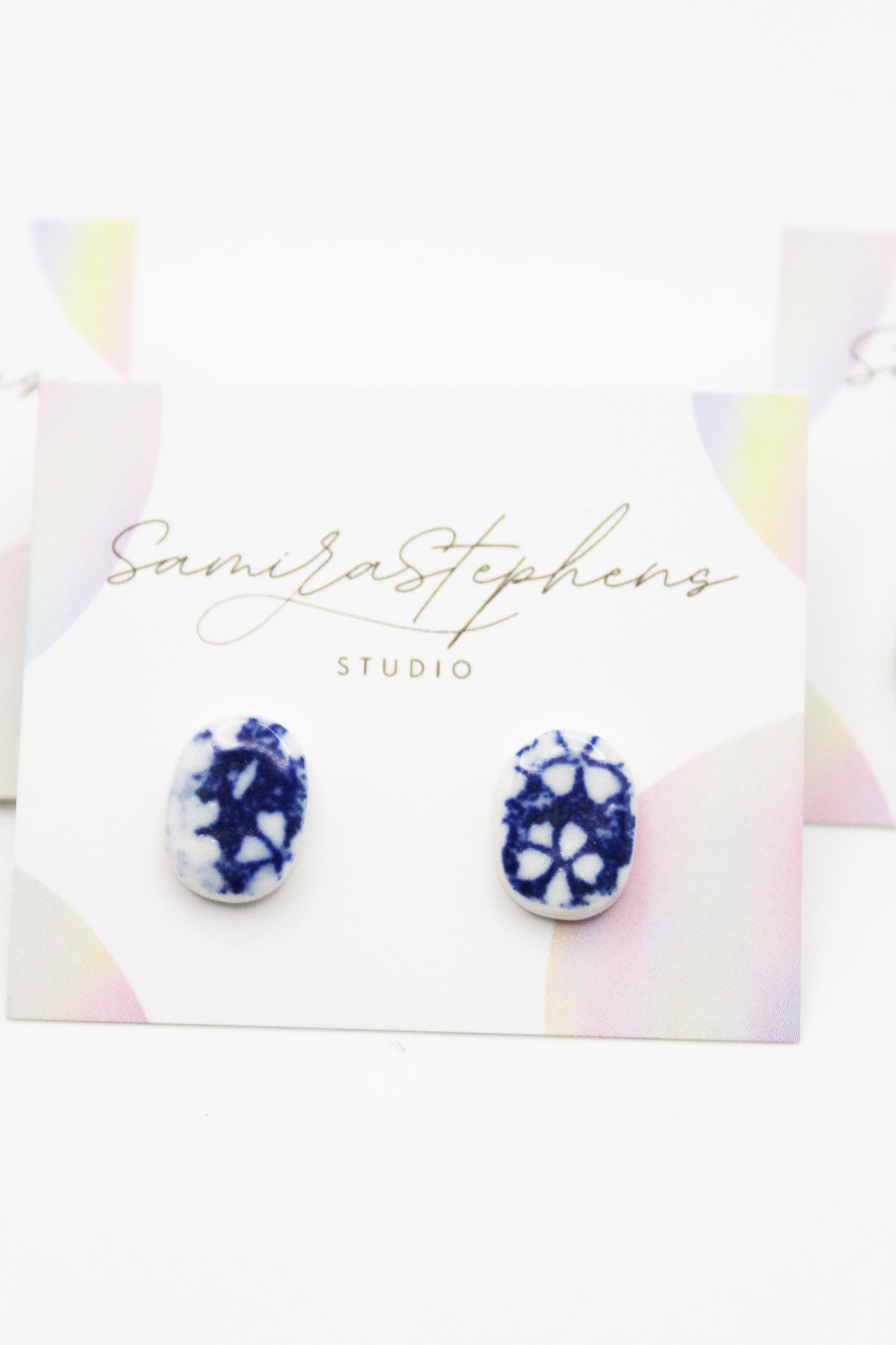 Bella Porcelain Oval Studs