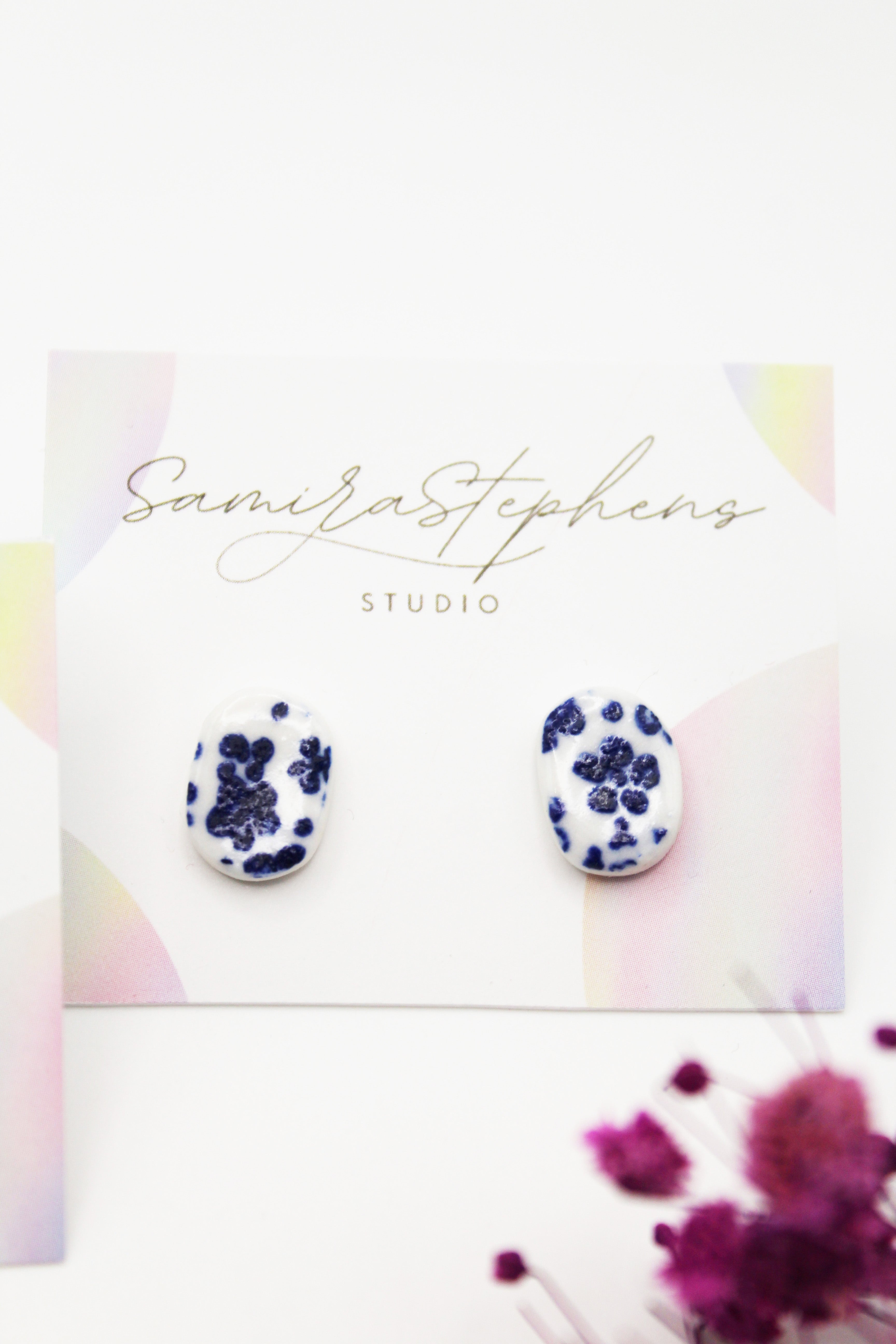 Bella Porcelain Oval Studs