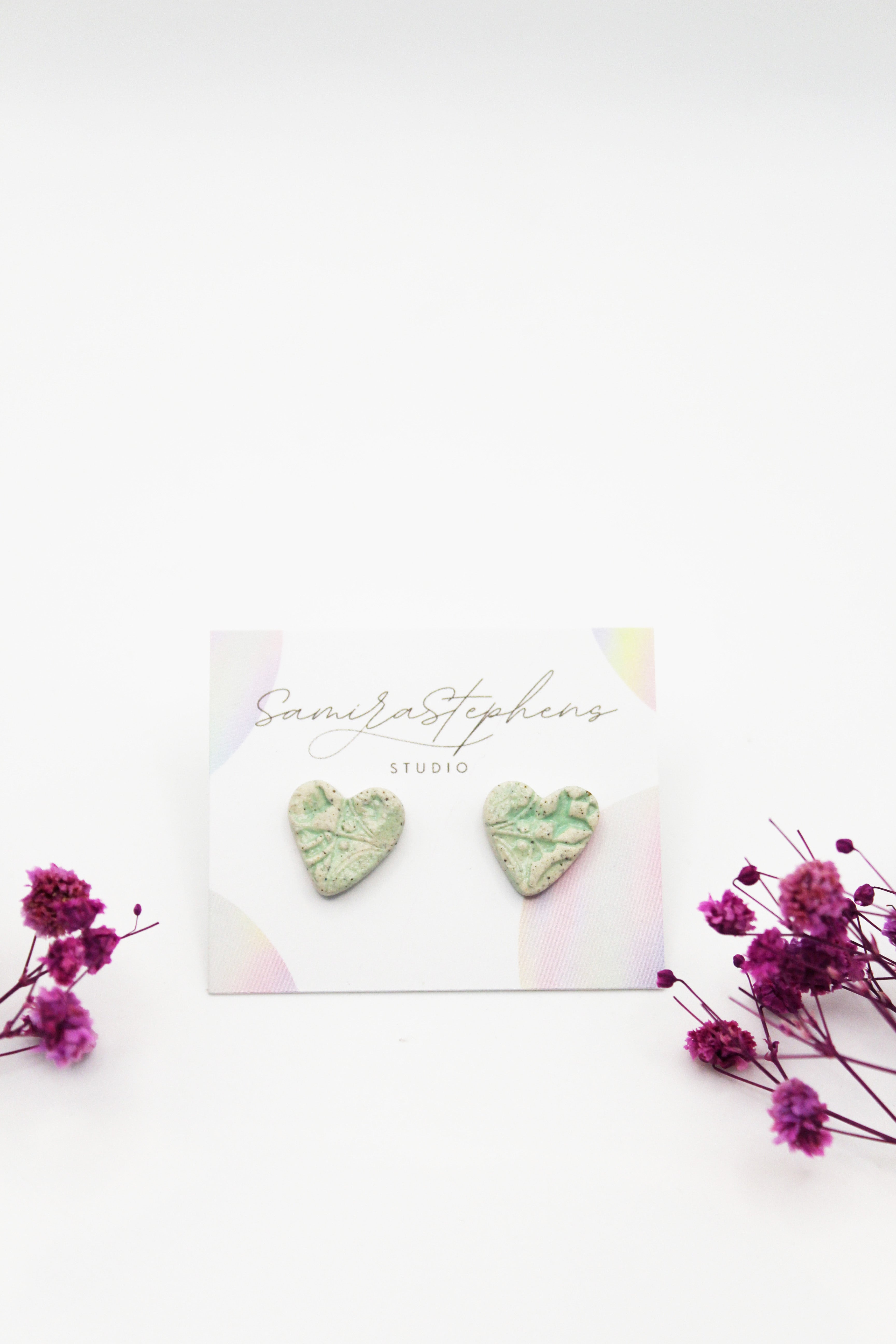 Jenna Ceramic Heart Stud Earrings