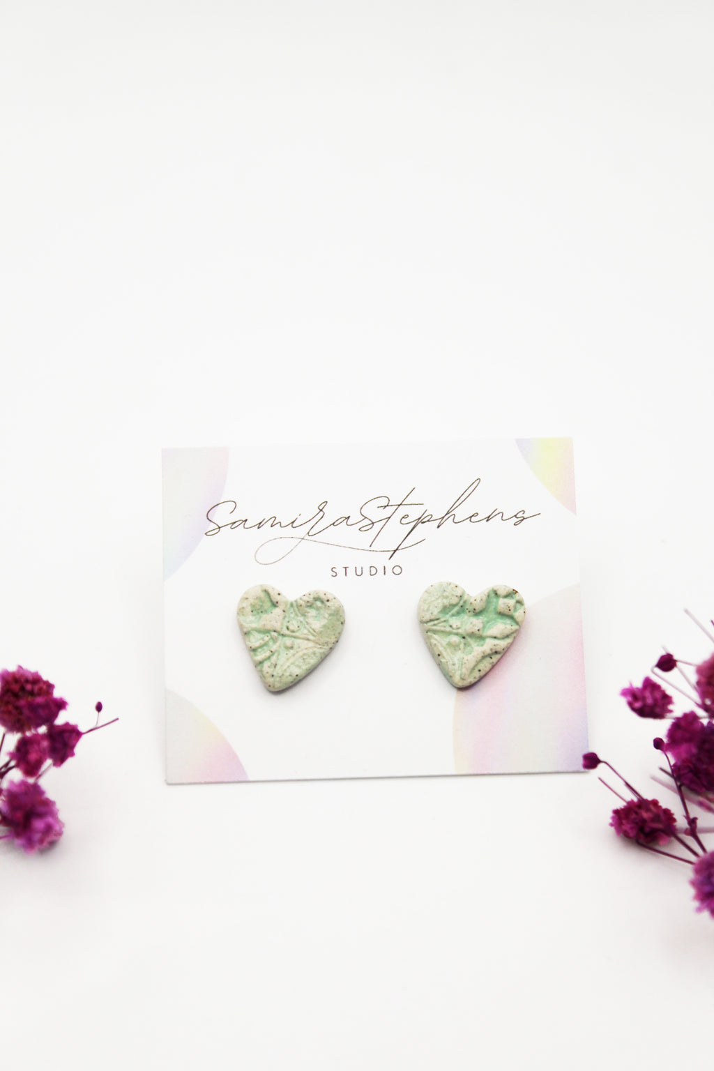 Jenna Ceramic Heart Stud Earrings