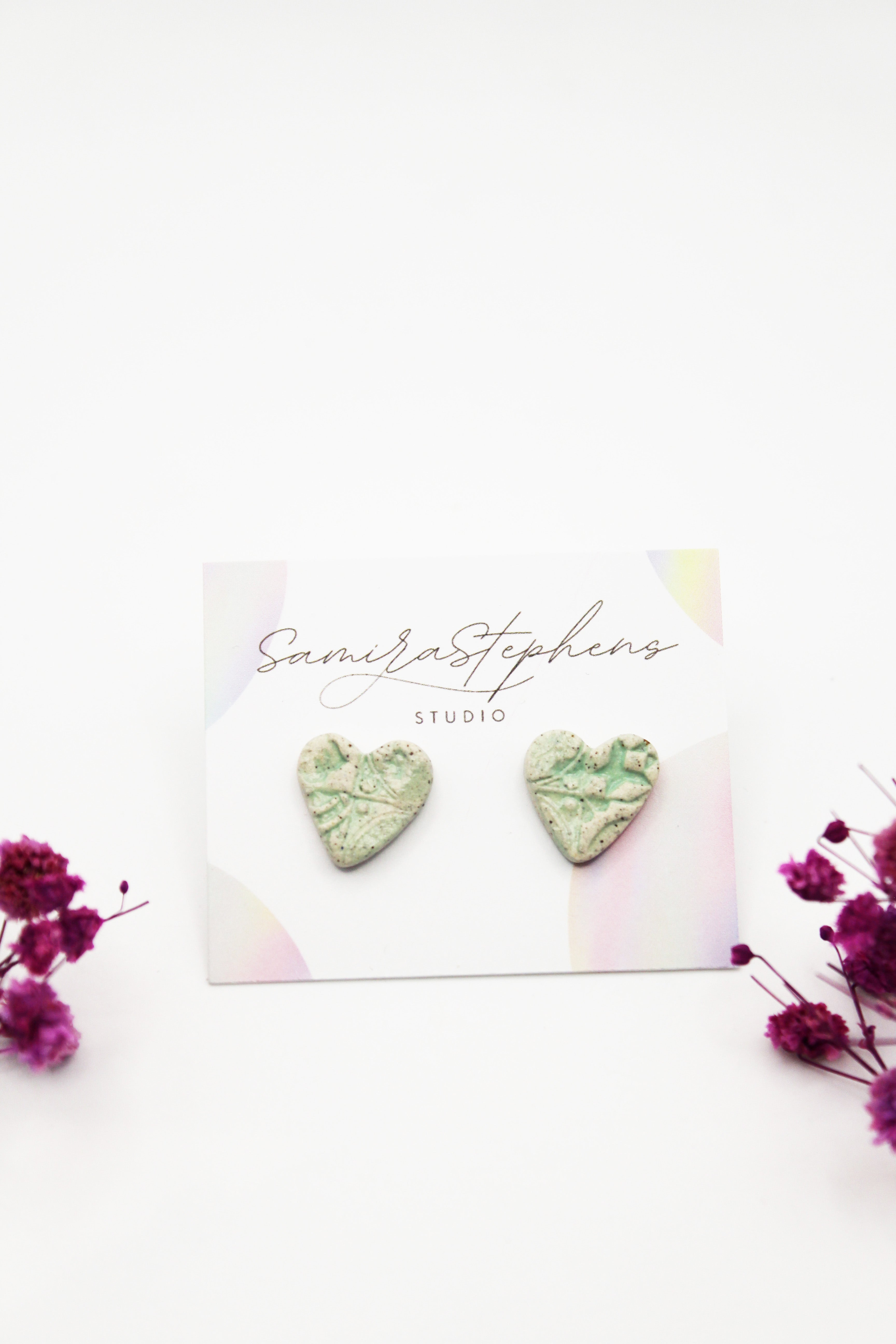Jenna Ceramic Heart Stud Earrings