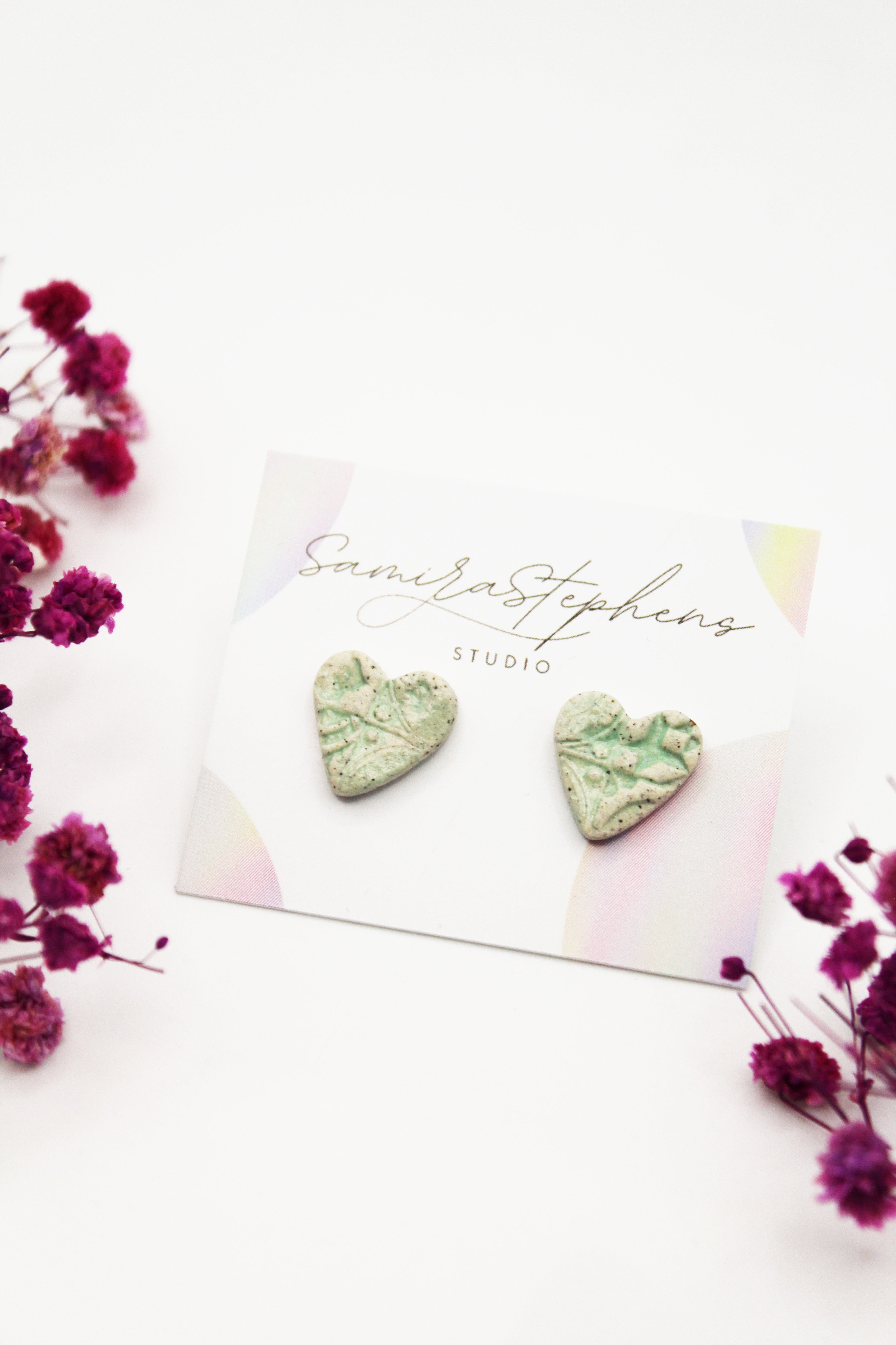 Jenna Ceramic Heart Stud Earrings