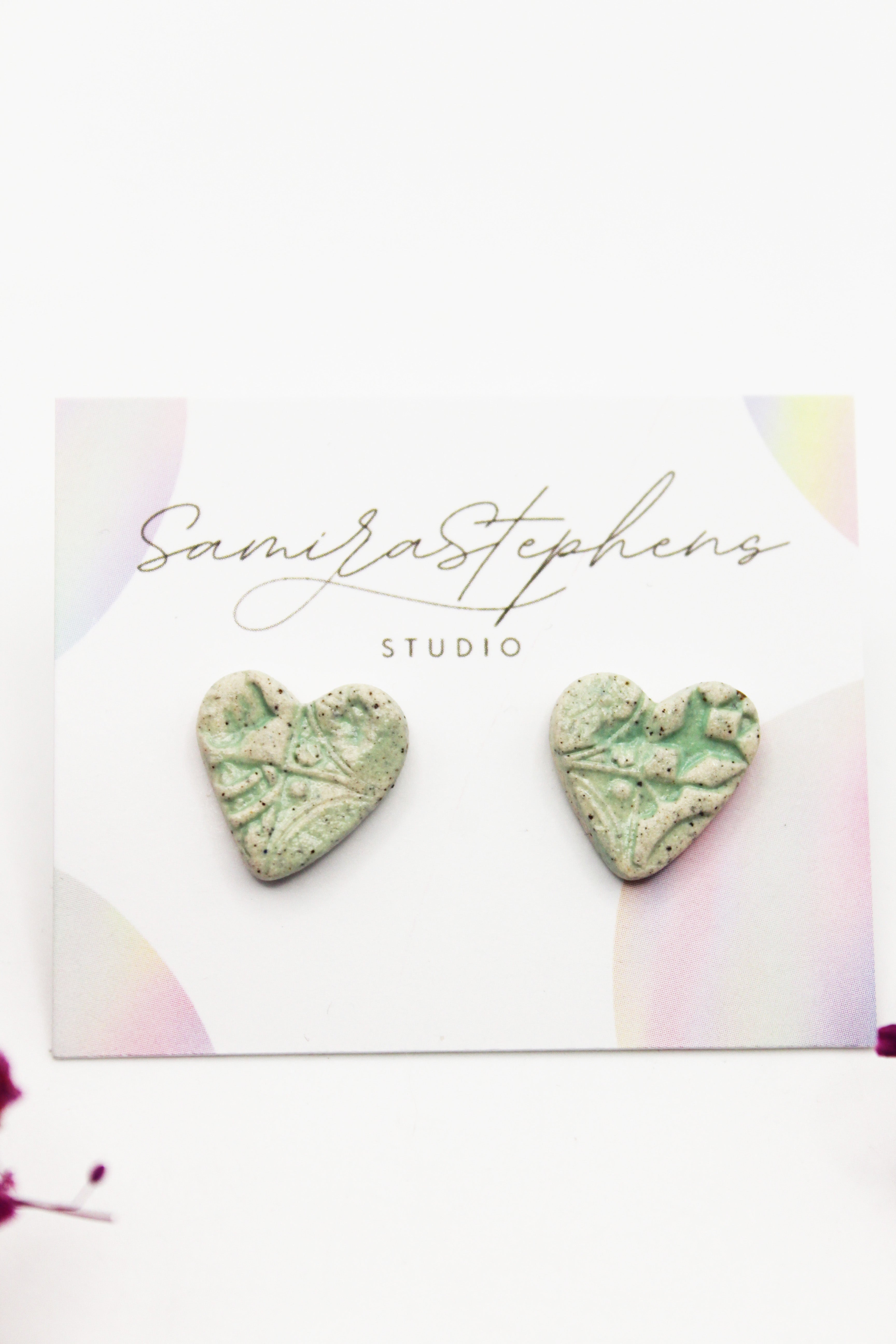 Jenna Ceramic Heart Stud Earrings