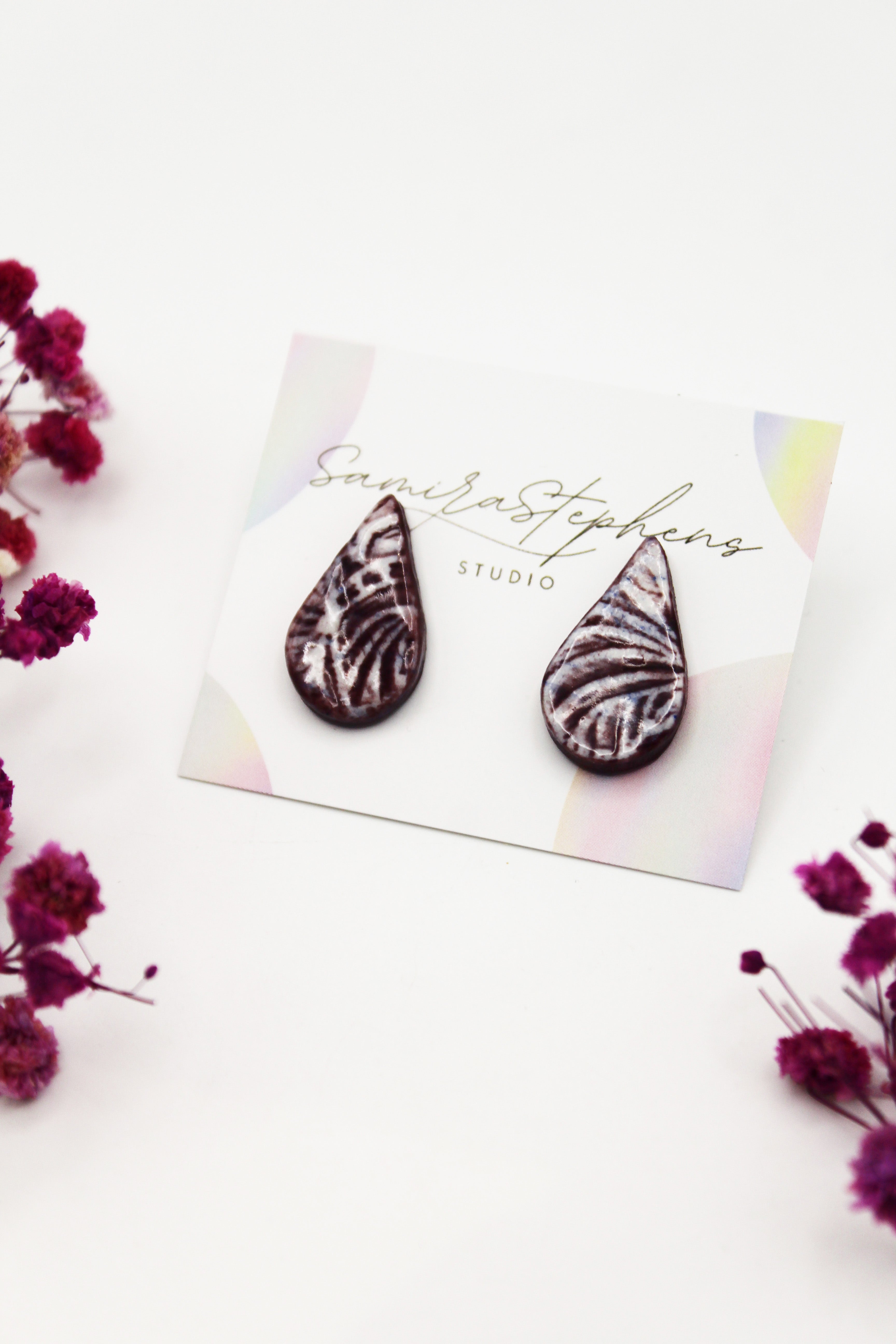Skye Ceramic Teardrop Stud Earrings